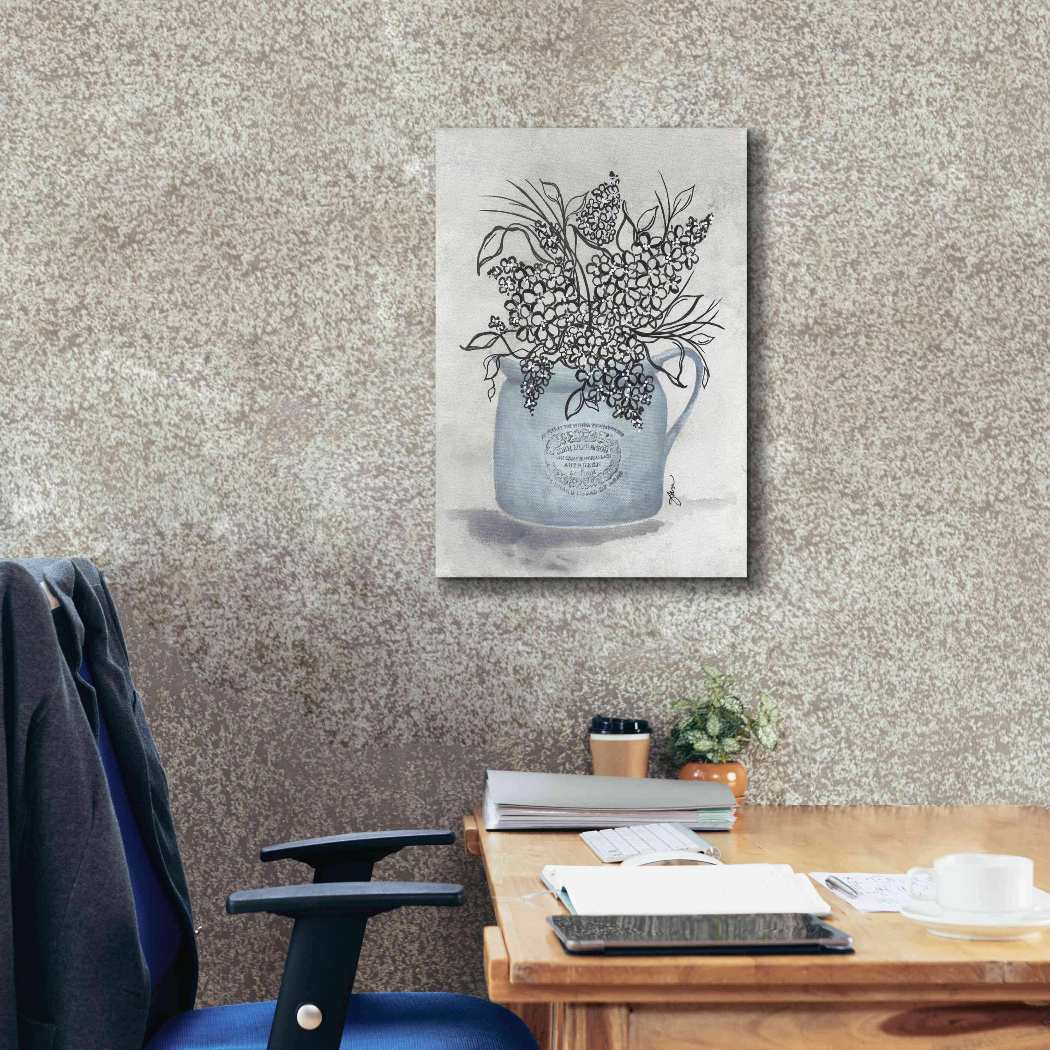 'Sketchy Floral Enamel Pot' by Julie Norkus, Giclee Canvas Wall Art,18x26