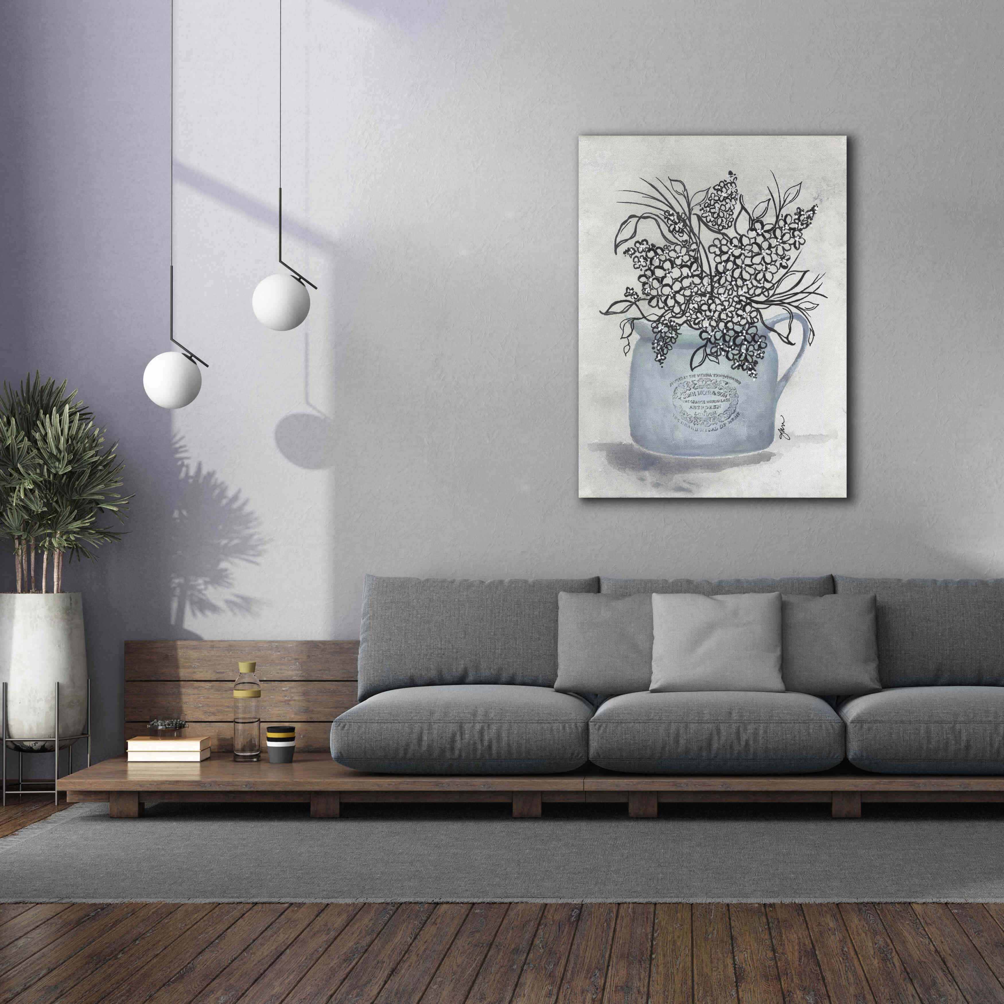 'Sketchy Floral Enamel Pot' by Julie Norkus, Giclee Canvas Wall Art,40x54