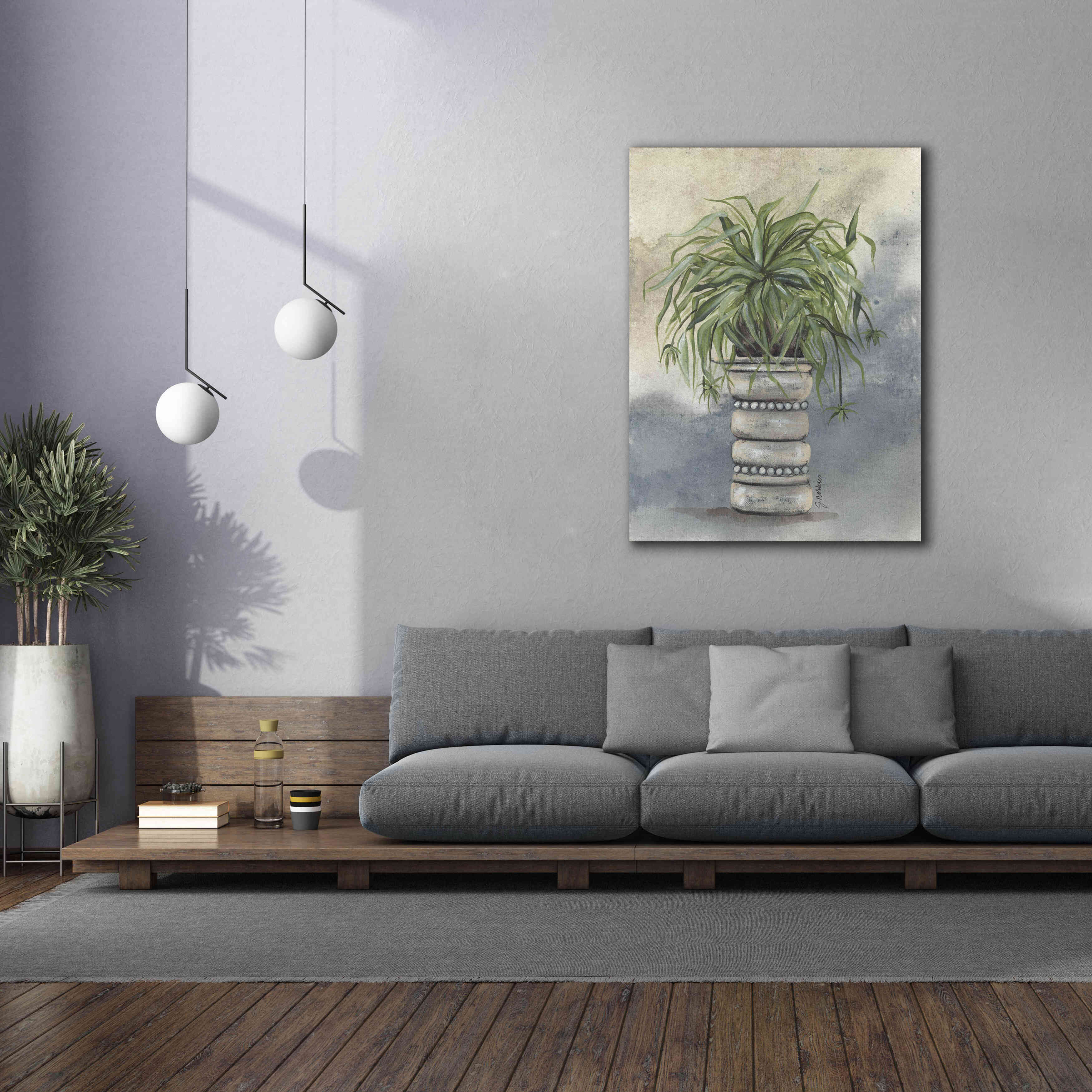 'Spider Plant in Pottery' by Julie Norkus, Giclee Canvas Wall Art,40x54