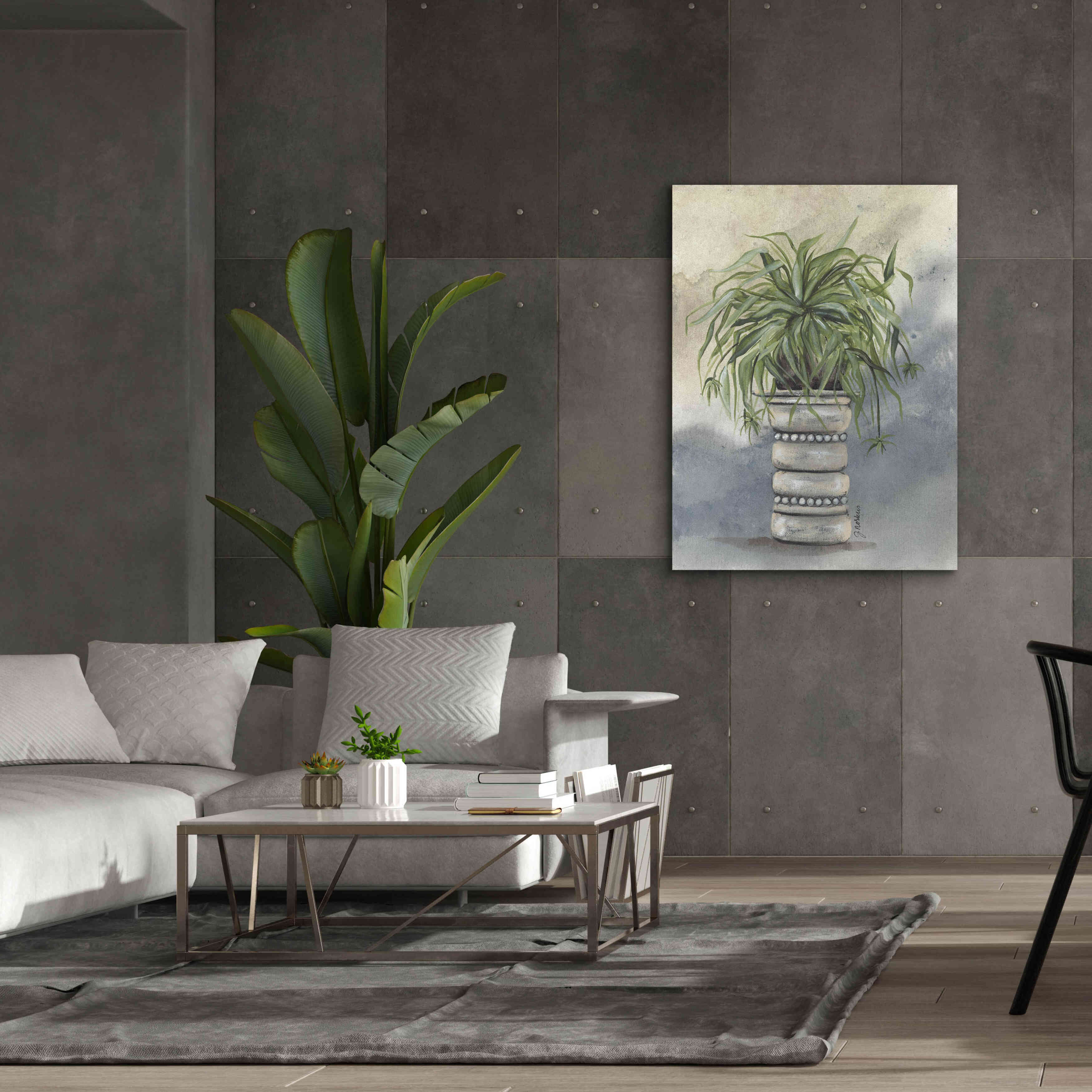 'Spider Plant in Pottery' by Julie Norkus, Giclee Canvas Wall Art,40x54