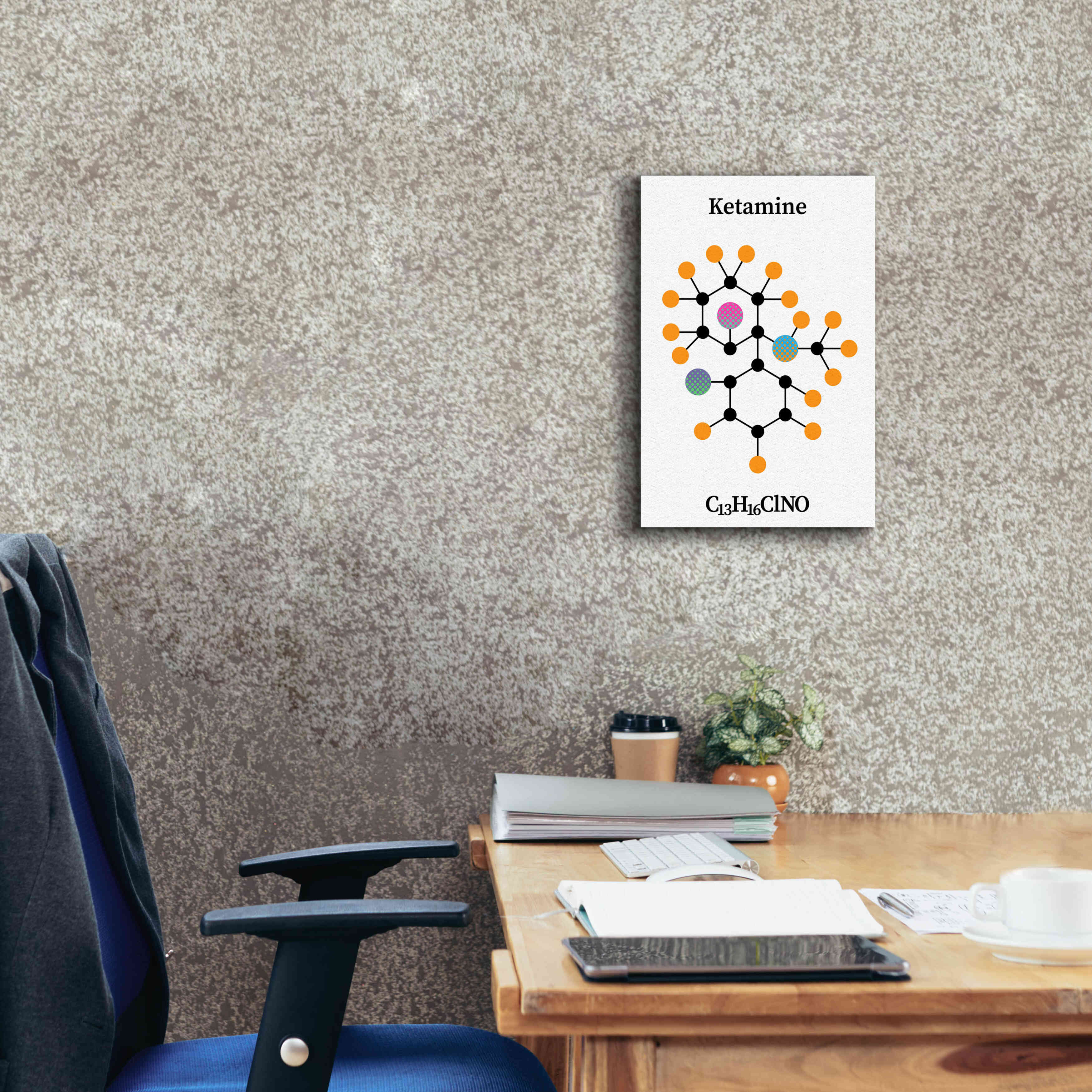 'Ketamine Molecule' by Epic Portfolio, Giclee Canvas Wall Art,12x18