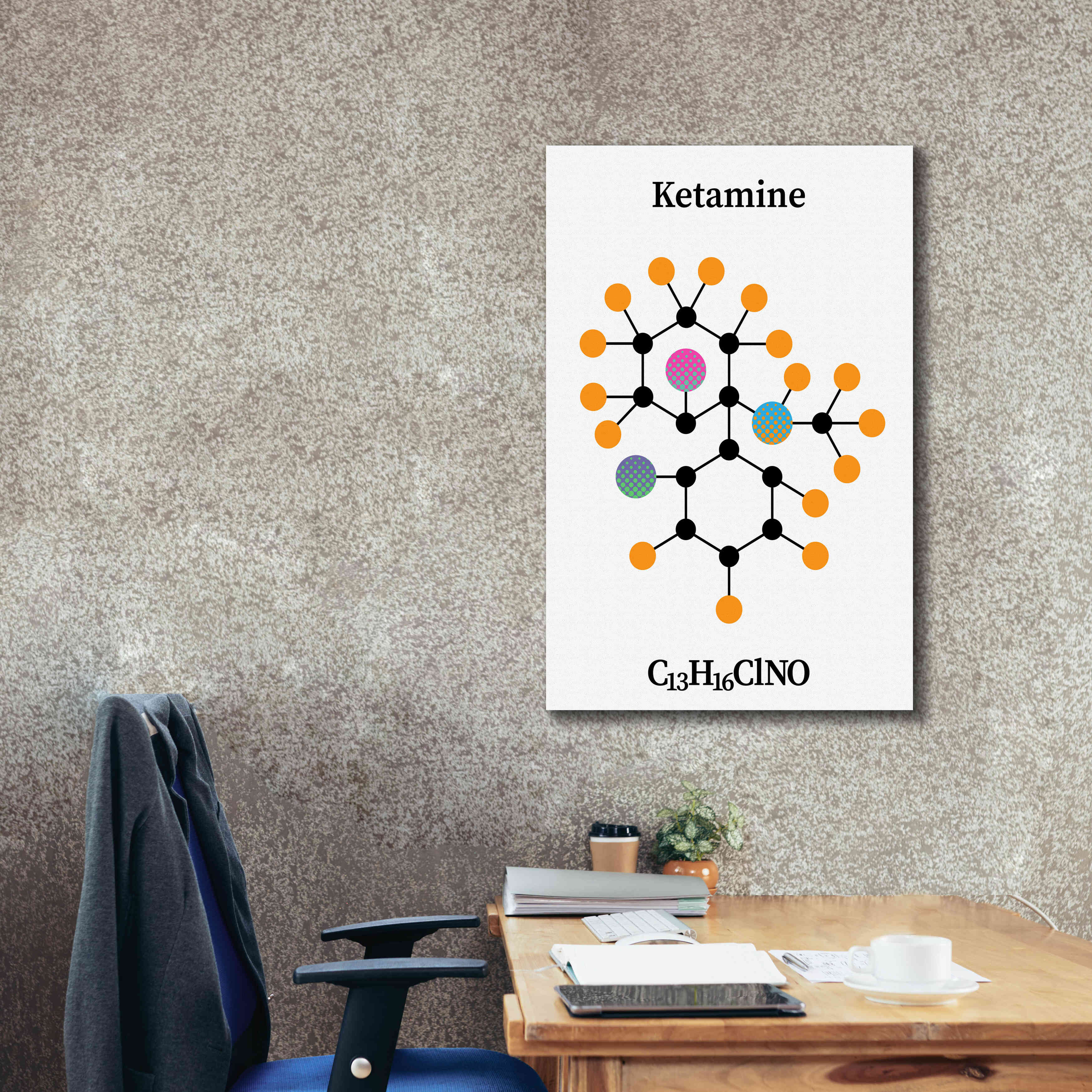'Ketamine Molecule' by Epic Portfolio, Giclee Canvas Wall Art,26x40