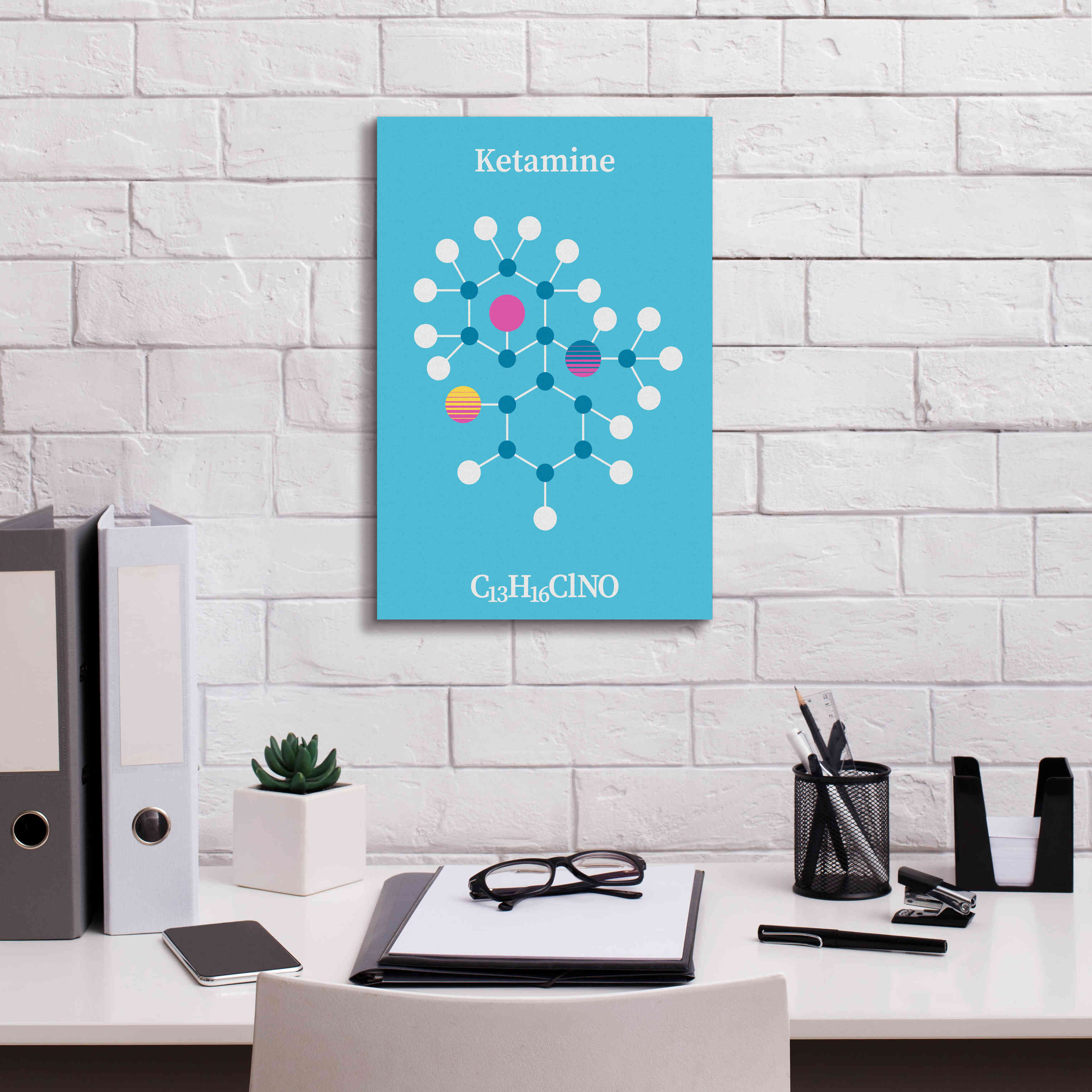 'Ketamine Molecule 2' by Epic Portfolio, Giclee Canvas Wall Art,12x18