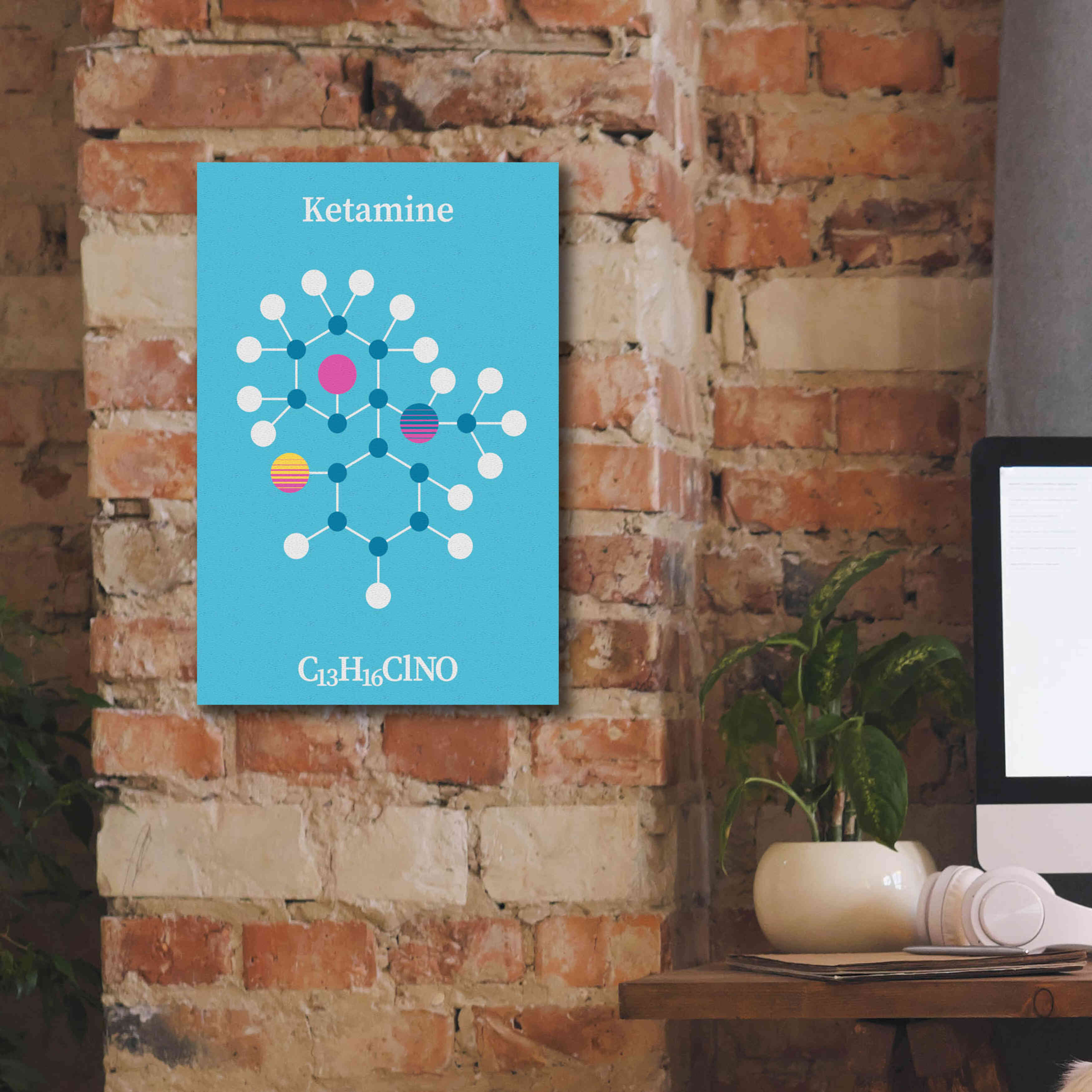 'Ketamine Molecule 2' by Epic Portfolio, Giclee Canvas Wall Art,12x18