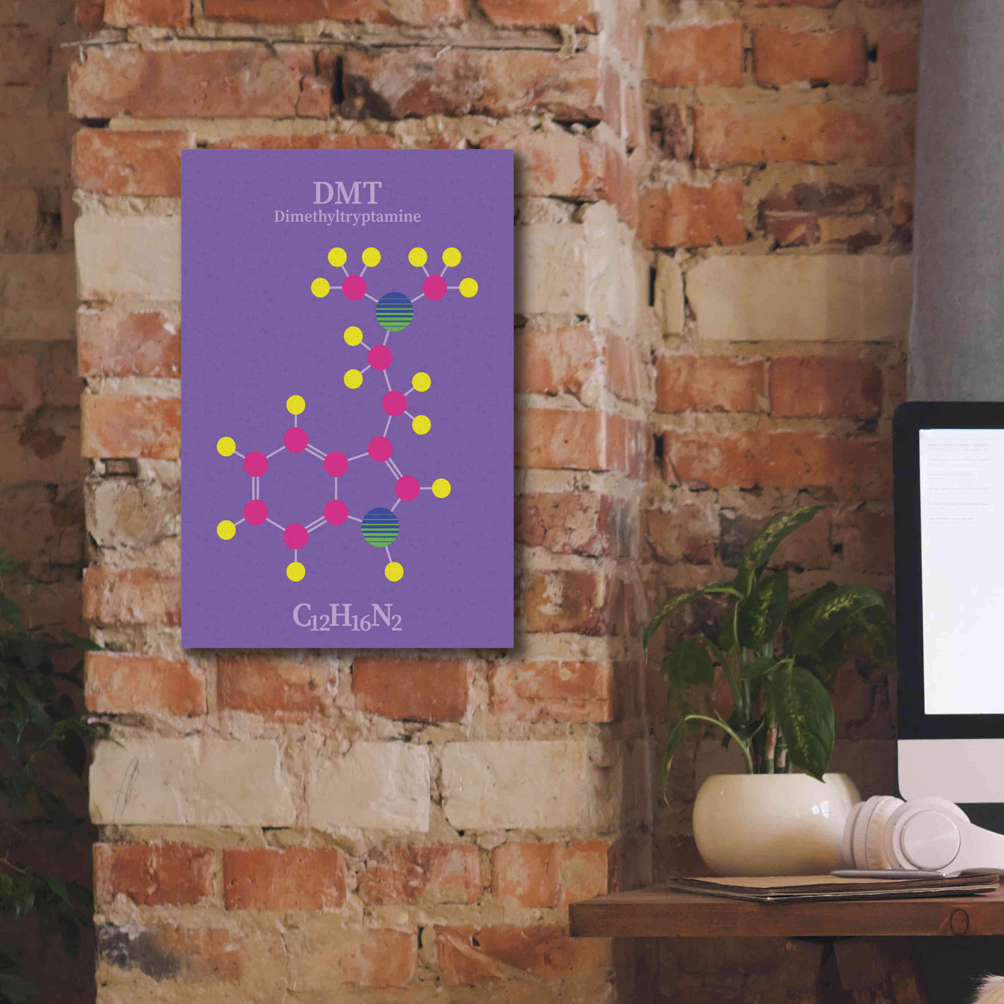 'DMT Molecule' by Epic Portfolio, Giclee Canvas Wall Art,12x18