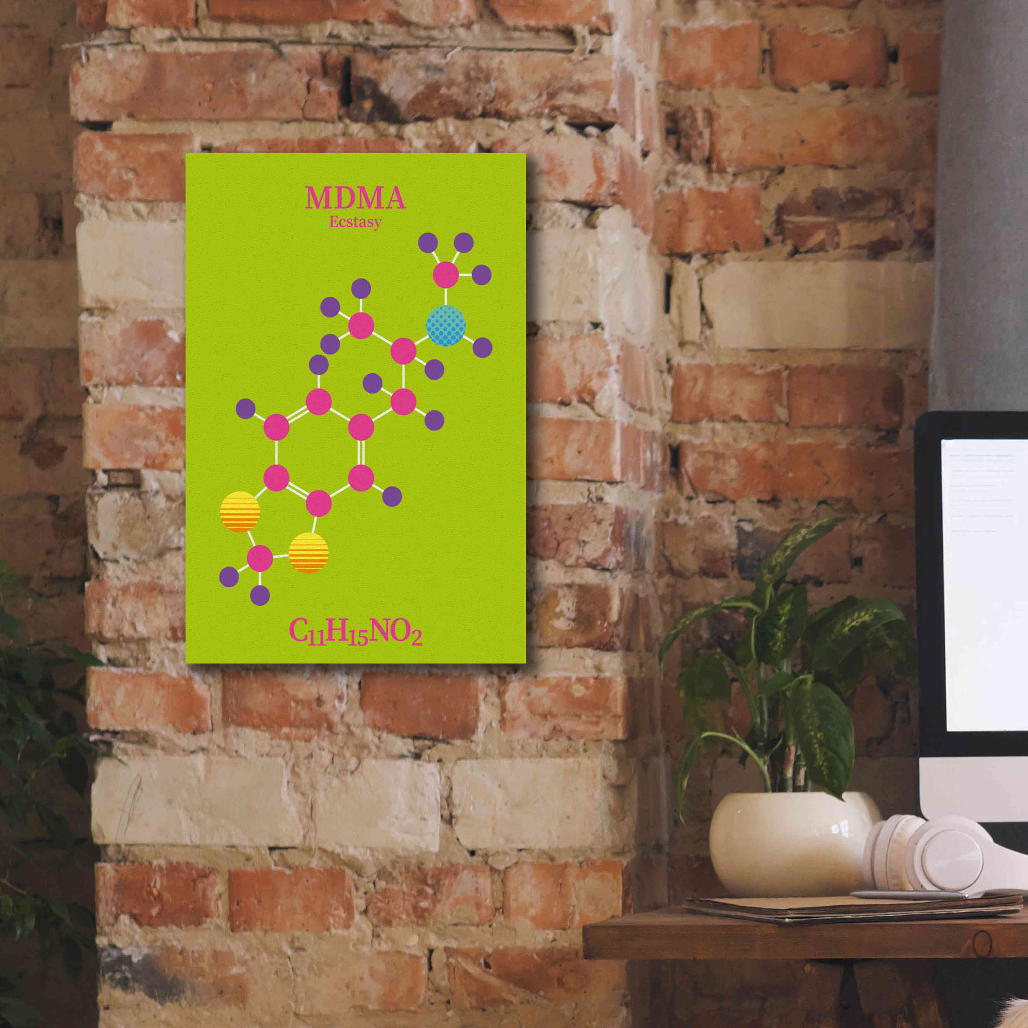 'MDMA Molecule 2' by Epic Portfolio, Giclee Canvas Wall Art,12x18