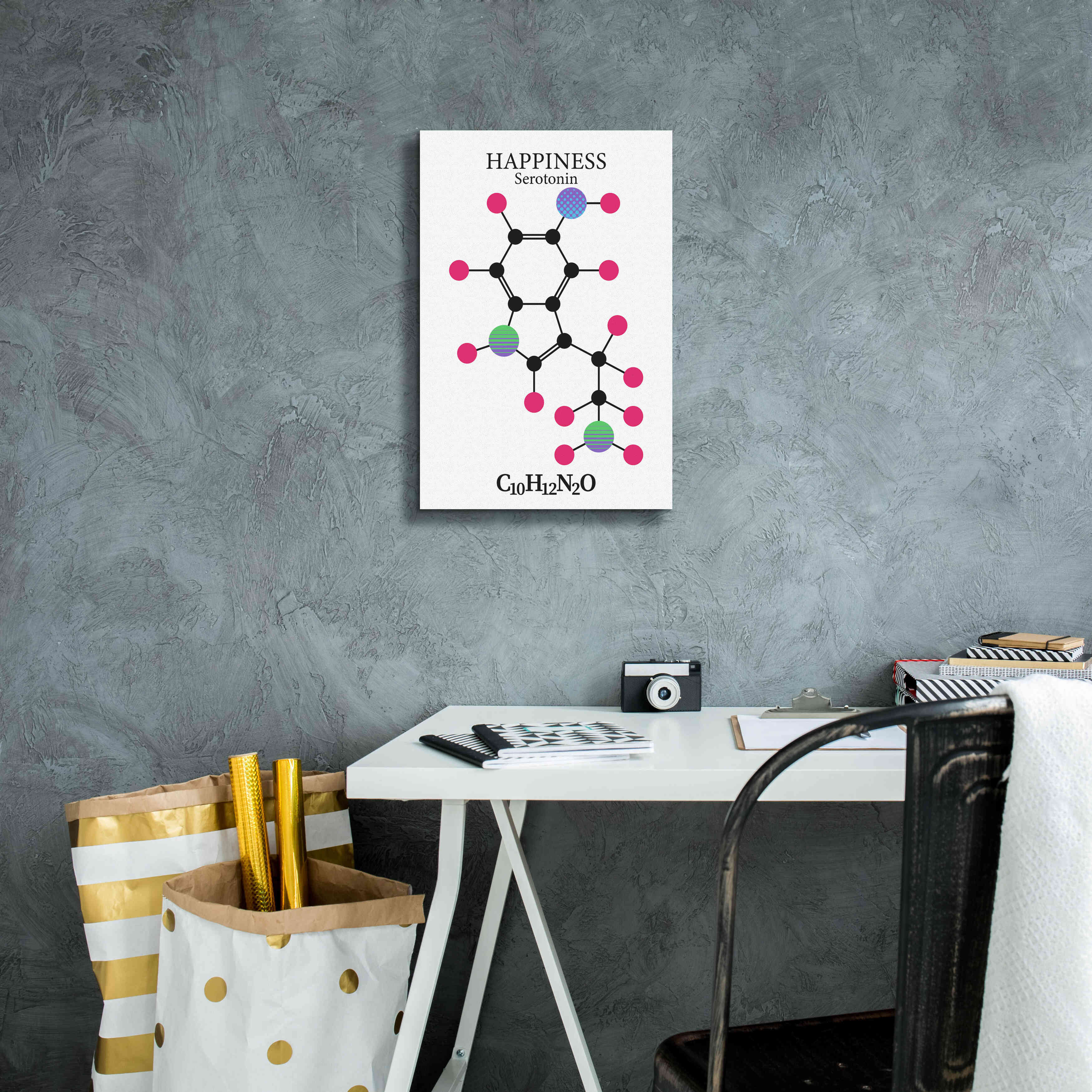 'Serotonin Molecule' by Epic Portfolio, Giclee Canvas Wall Art,12x18
