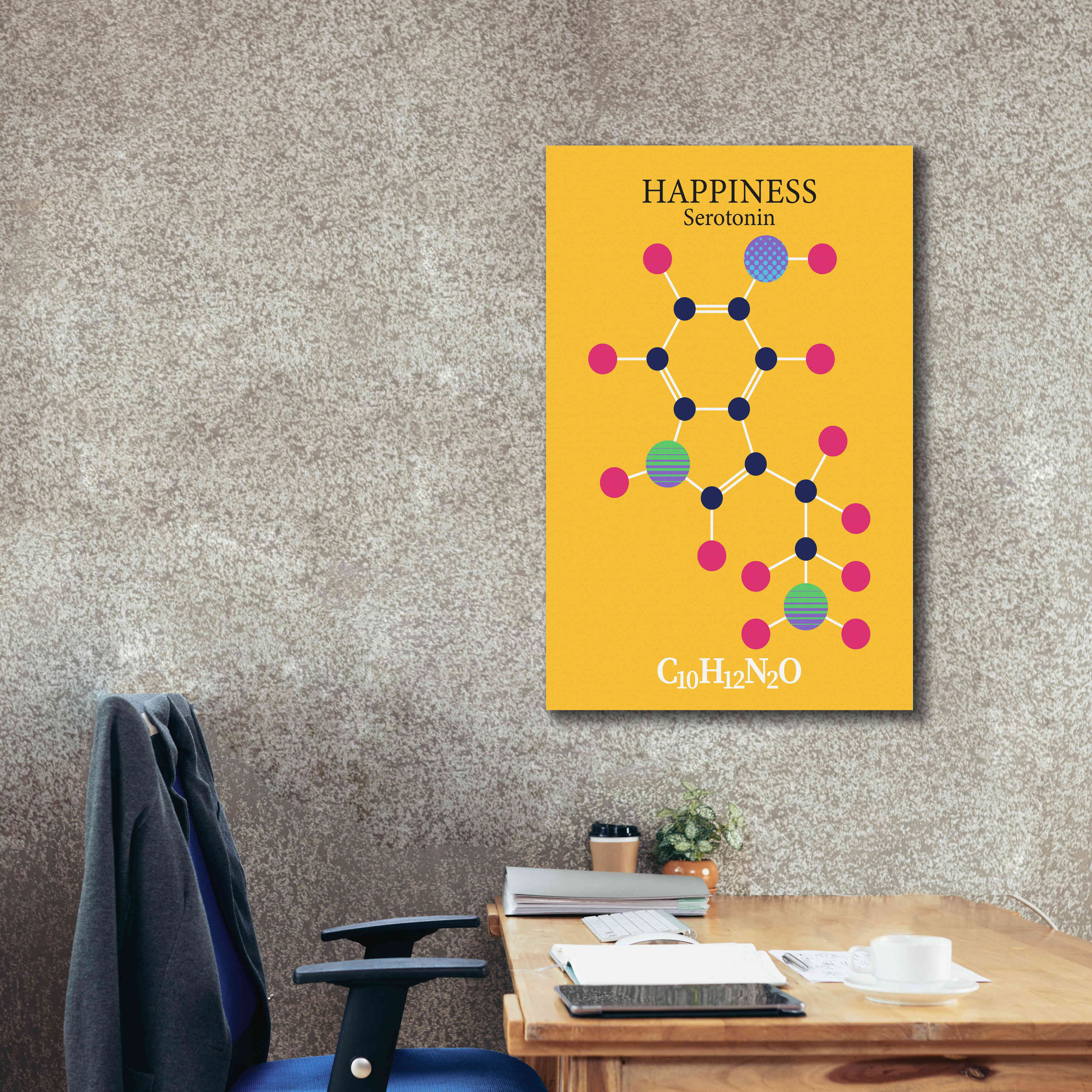 'Serotonin Molecule 2' by Epic Portfolio, Giclee Canvas Wall Art,26x40