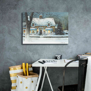 'Snow Softly Falling' by John Rossini, Giclee Canvas Wall Art,26x18