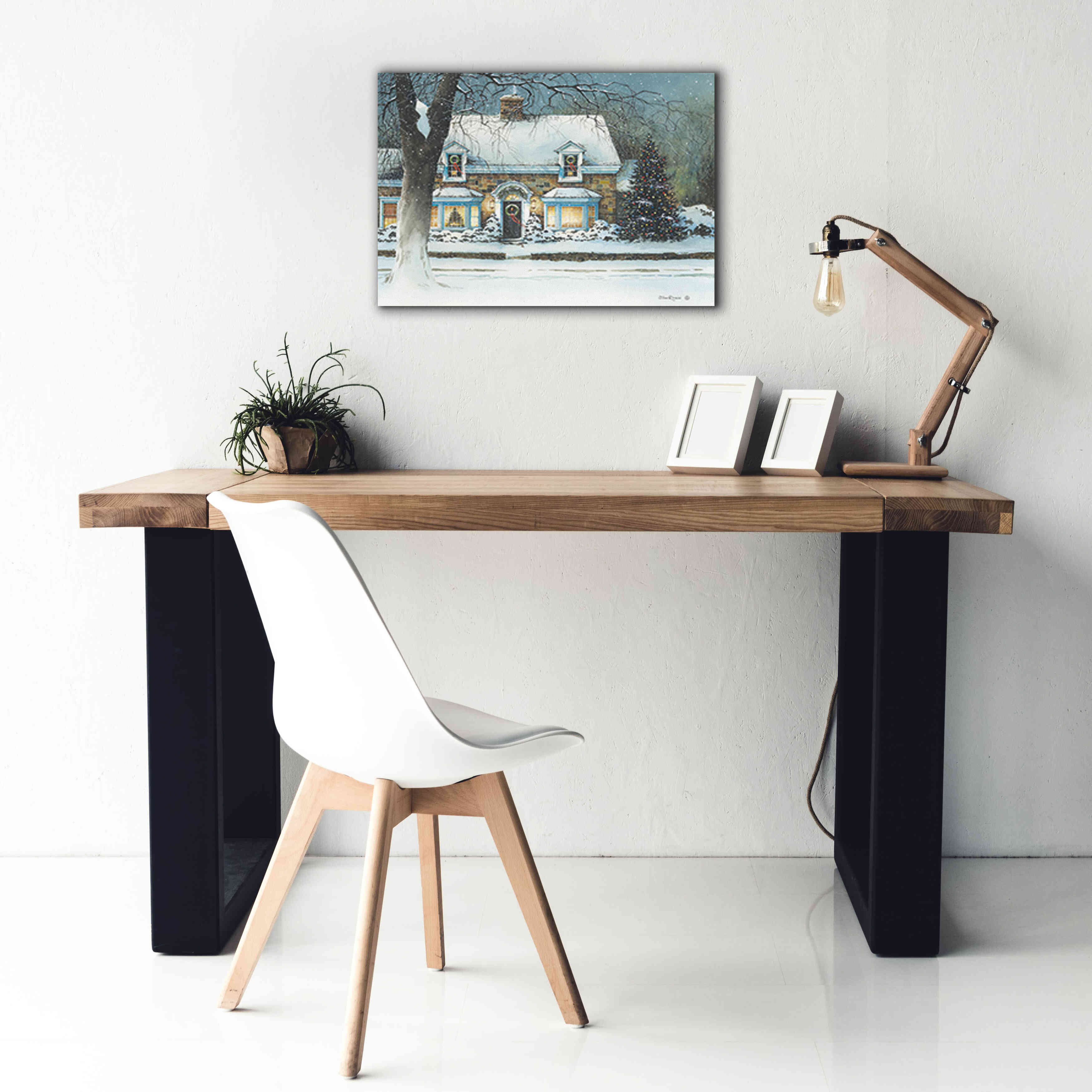 'Snow Softly Falling' by John Rossini, Giclee Canvas Wall Art,26x18