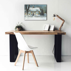 'Snow Softly Falling' by John Rossini, Giclee Canvas Wall Art,26x18
