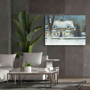 'Snow Softly Falling' by John Rossini, Giclee Canvas Wall Art,54x40