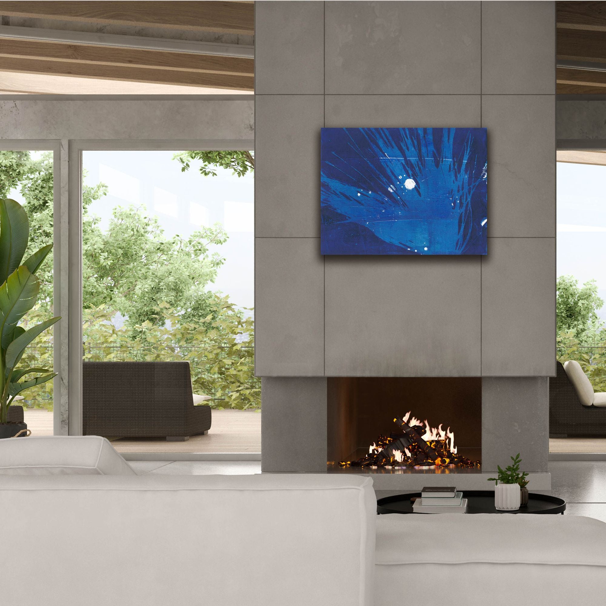 'Indigo Burst I' by Regina Moore, Canvas Wall Art,34 x 26