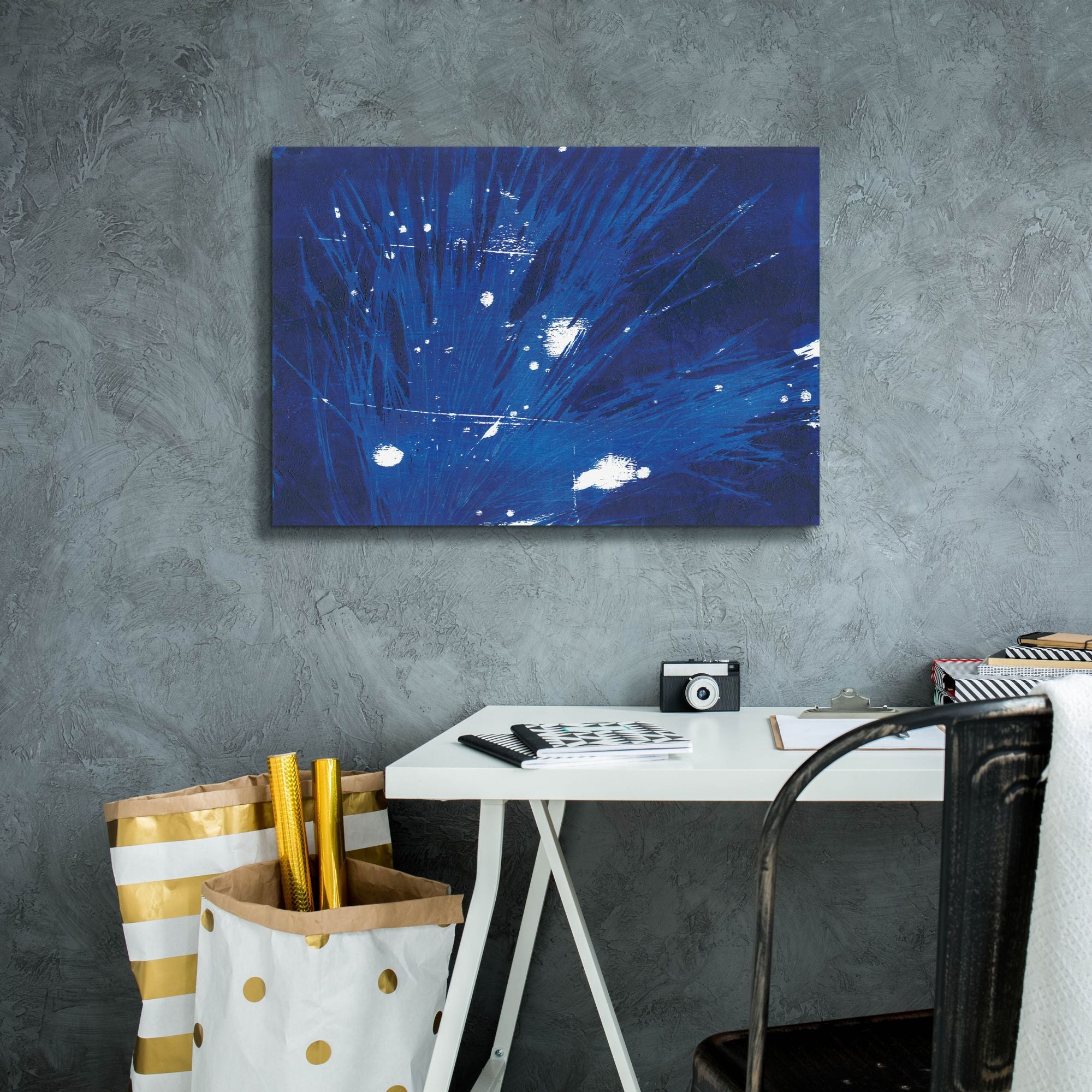 'Indigo Burst II' by Regina Moore, Canvas Wall Art,26 x 18