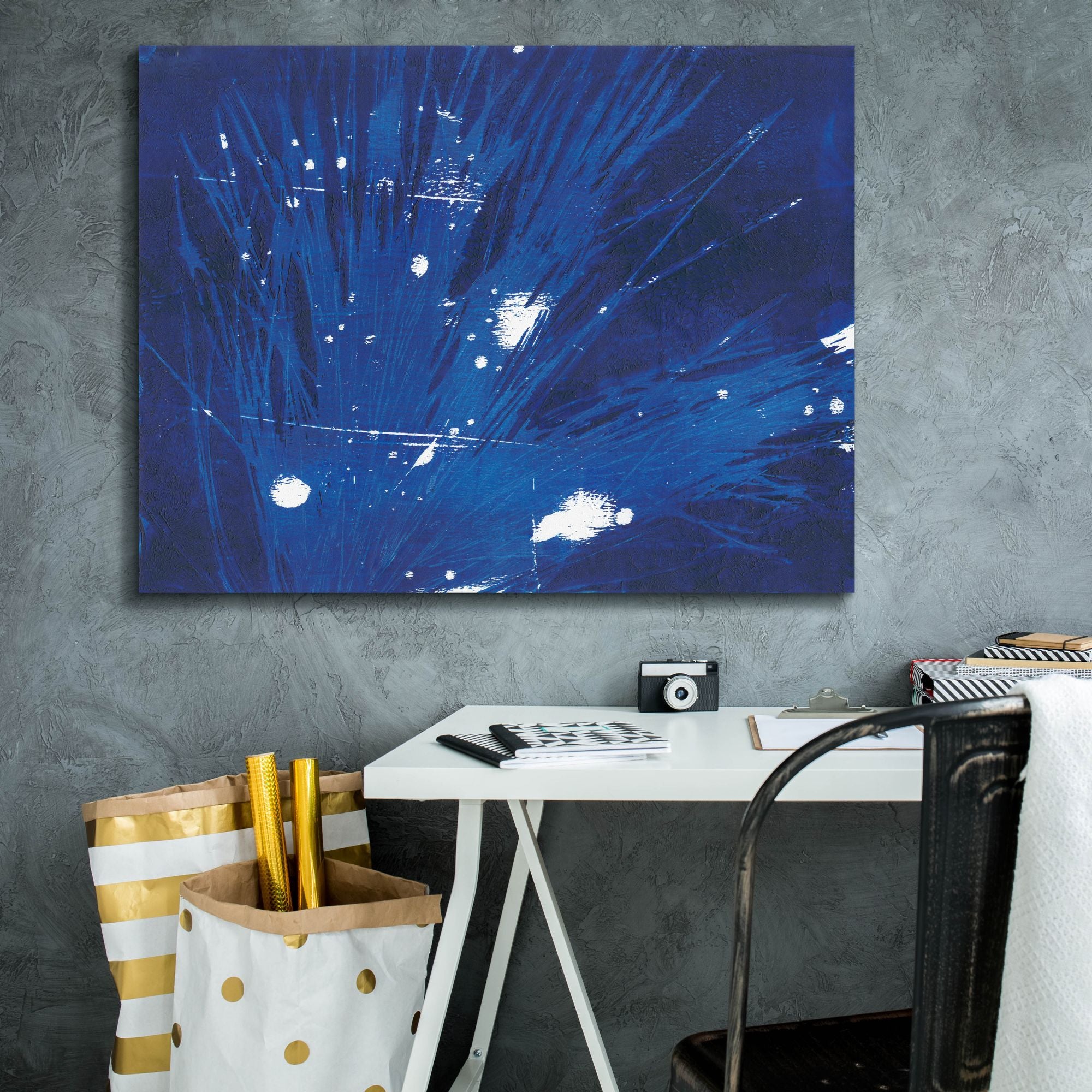 'Indigo Burst II' by Regina Moore, Canvas Wall Art,34 x 26