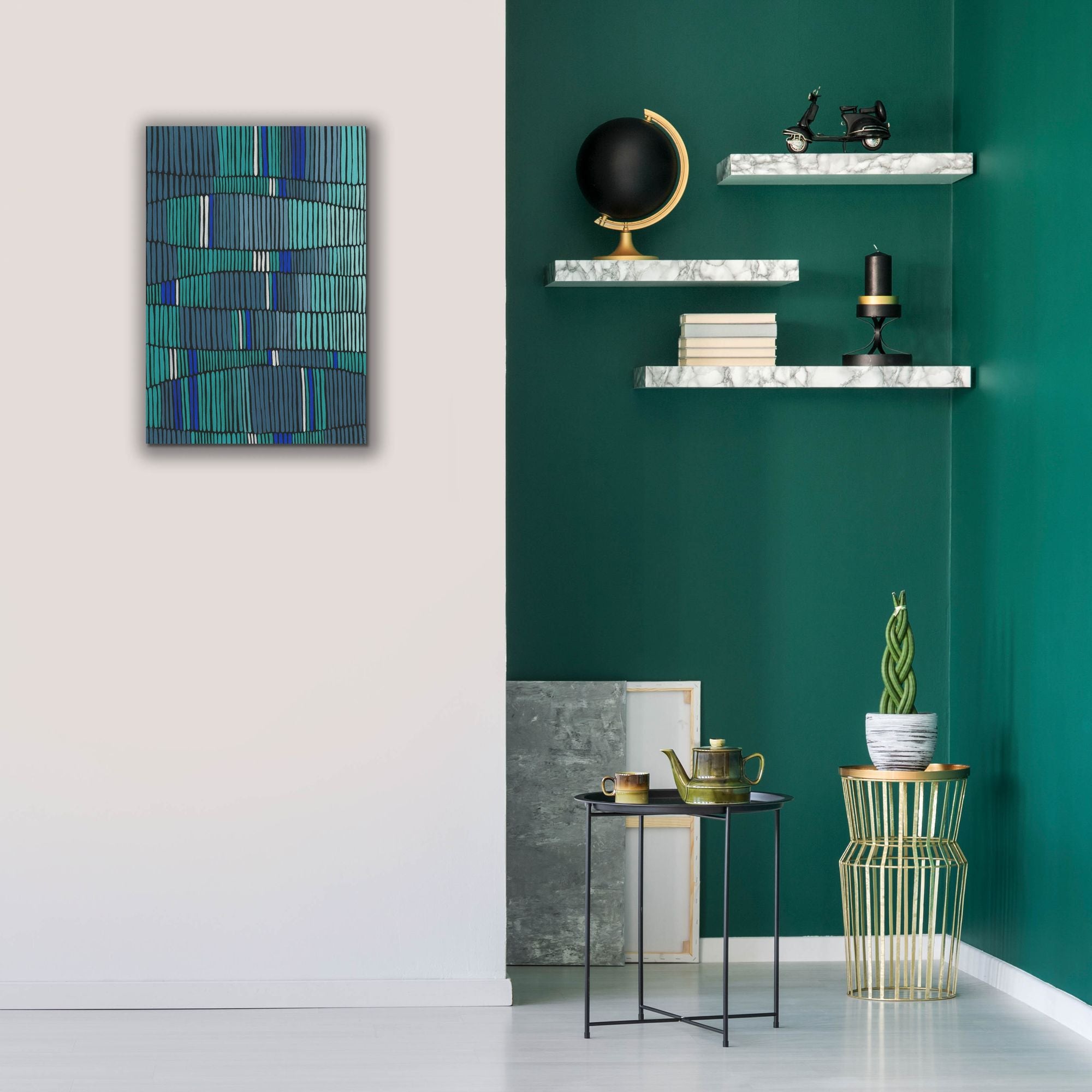 'Teal Tribal II' by Regina Moore, Canvas Wall Art,18 x 26