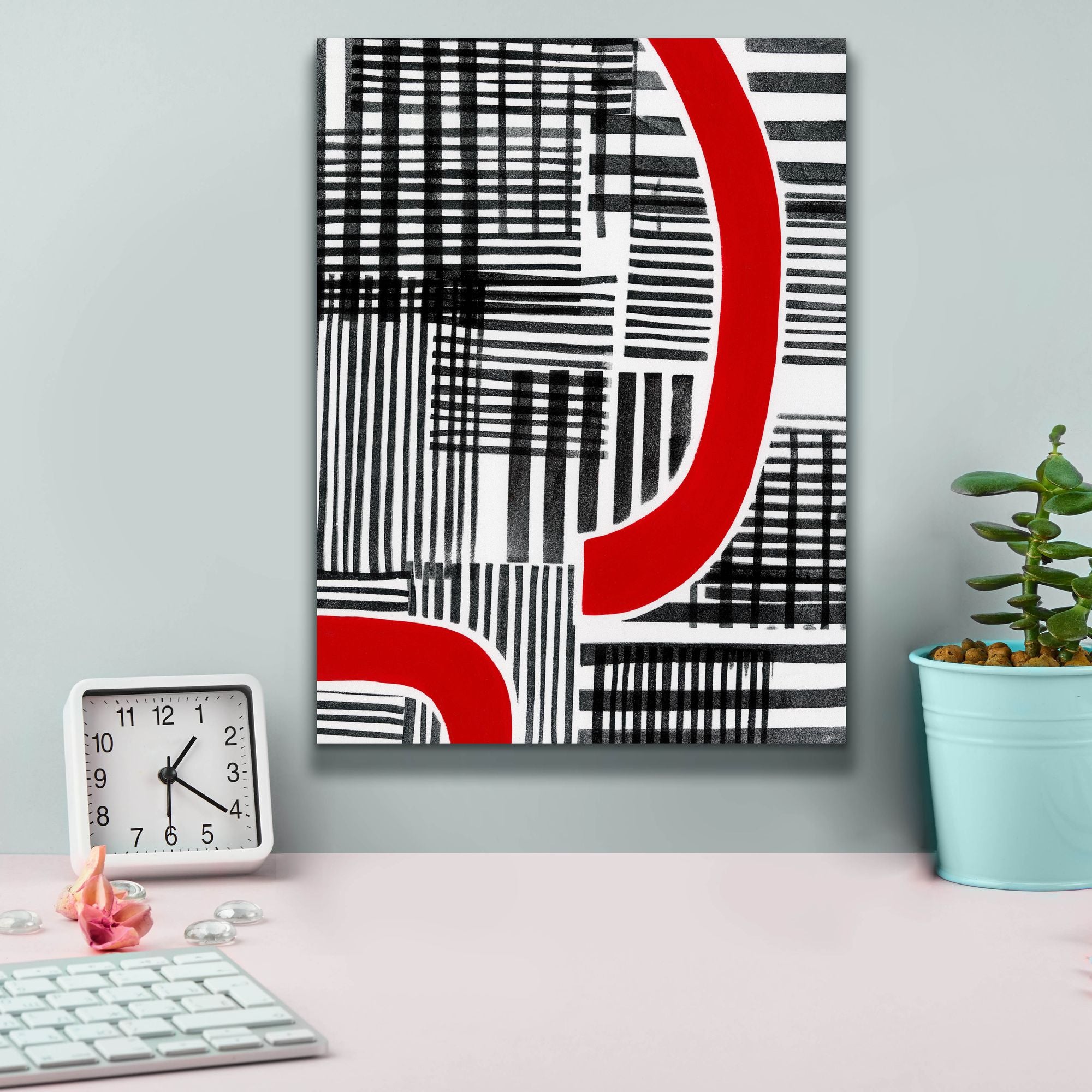 'Red Interrupted I' by Regina Moore, Canvas Wall Art,12 x 16