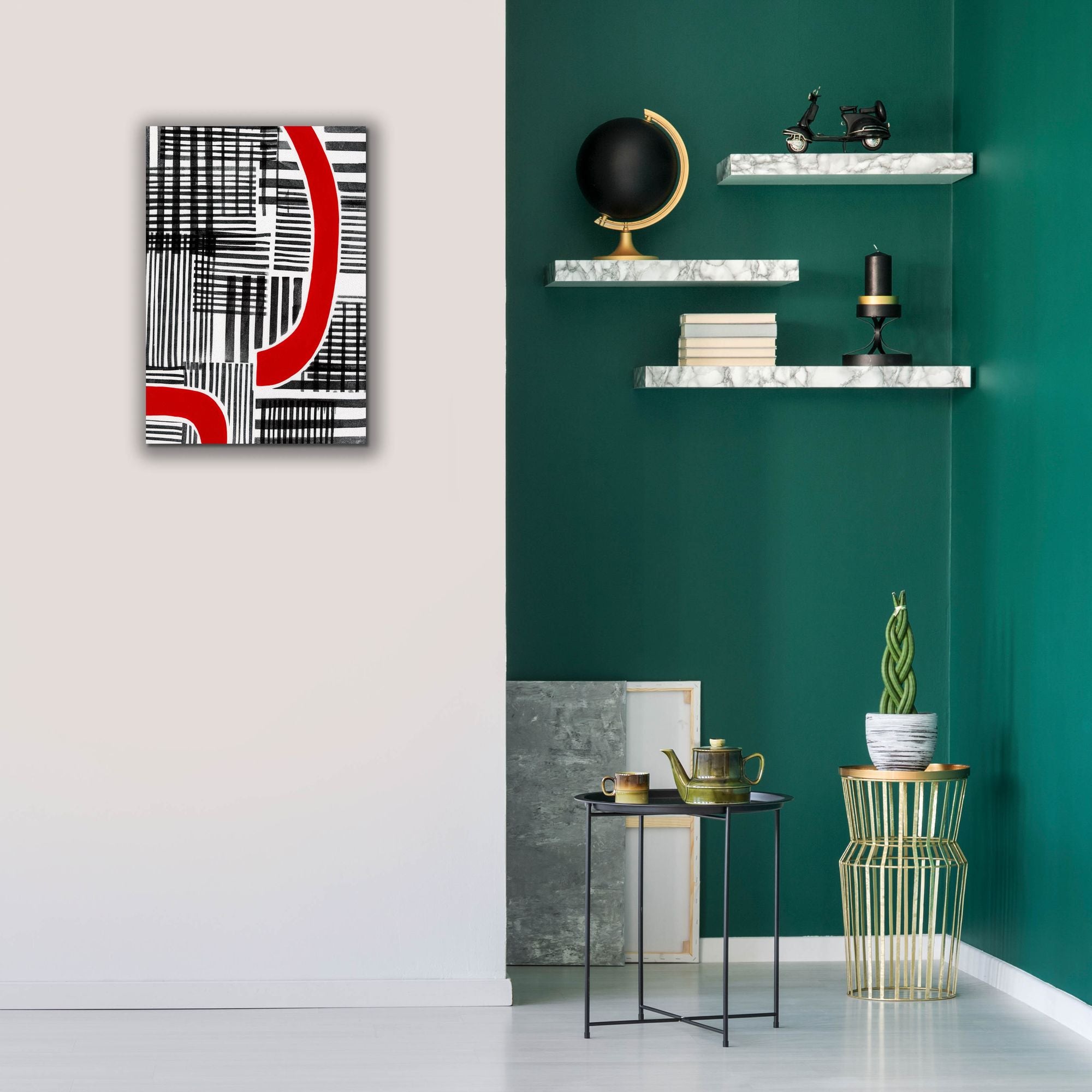 'Red Interrupted I' by Regina Moore, Canvas Wall Art,18 x 26