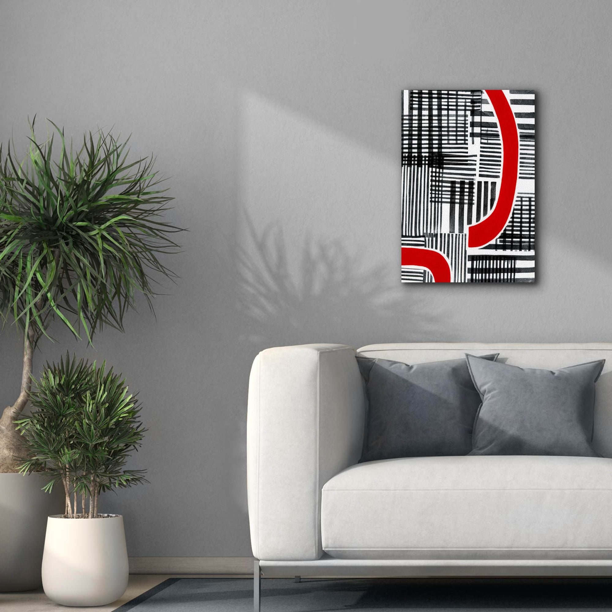 'Red Interrupted I' by Regina Moore, Canvas Wall Art,18 x 26