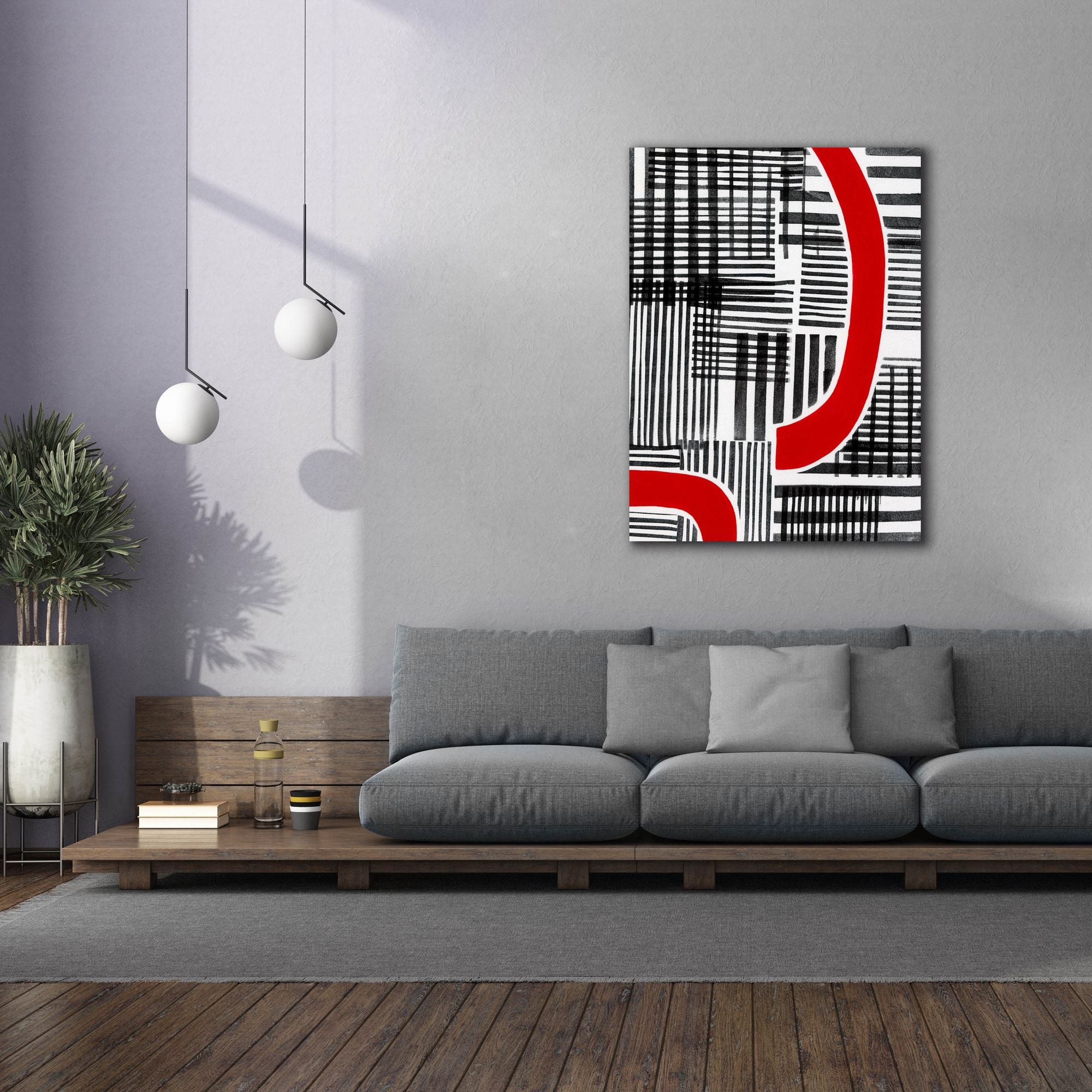 'Red Interrupted I' by Regina Moore, Canvas Wall Art,40x54