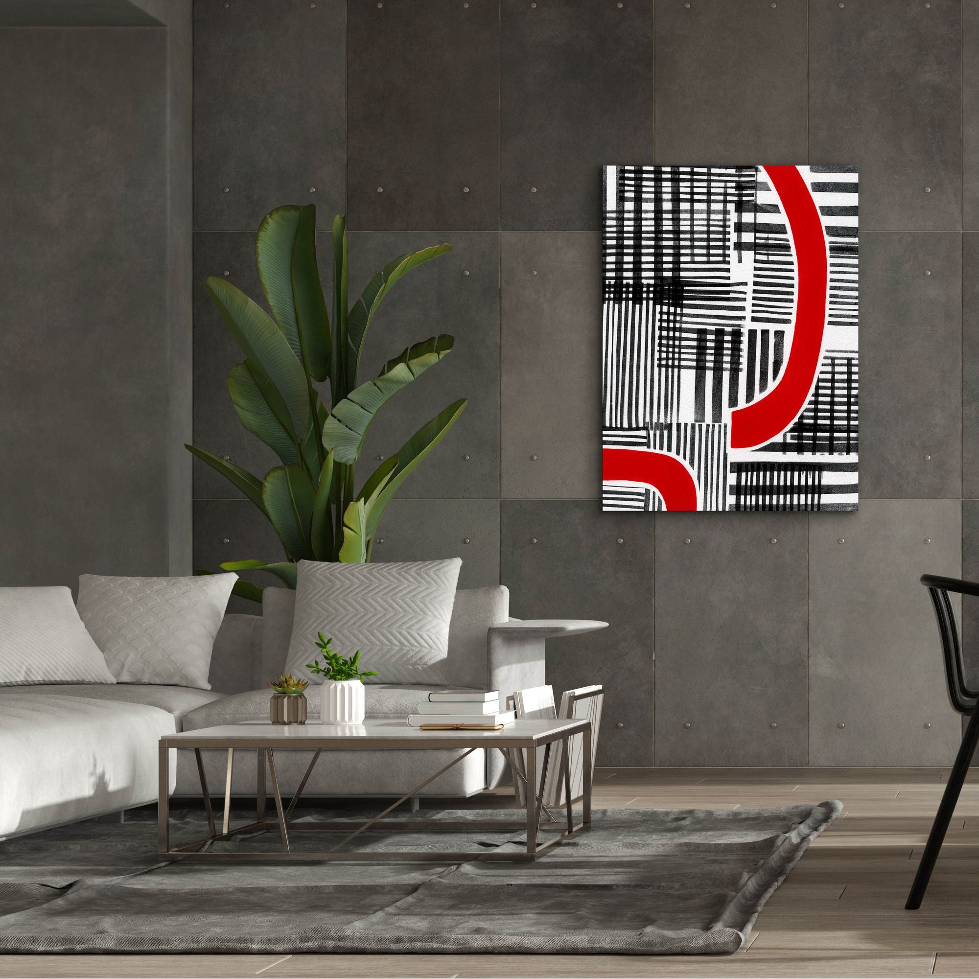 'Red Interrupted I' by Regina Moore, Canvas Wall Art,40x54