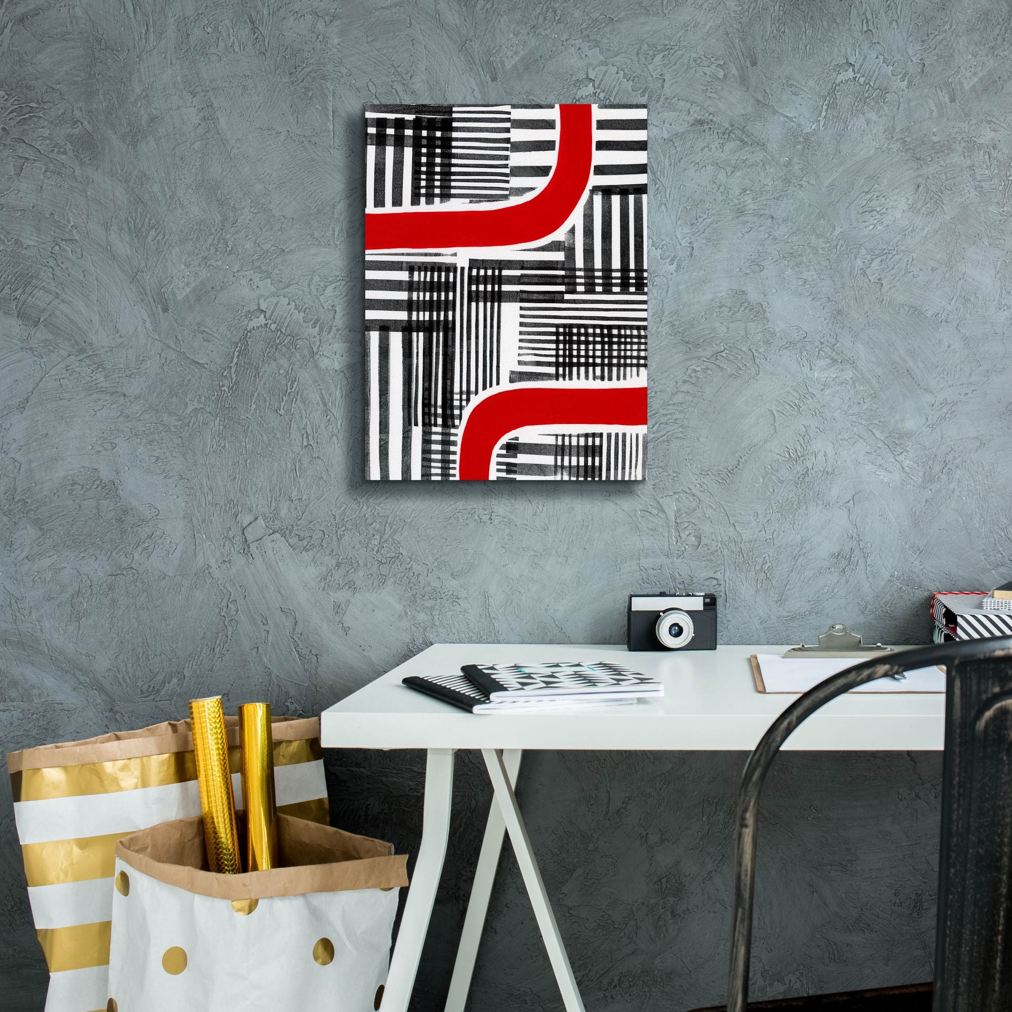 'Red Interrupted II' by Regina Moore, Canvas Wall Art,12 x 16