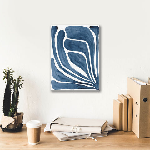 Image of 'Blue Stylized Leaf I' by Regina Moore, Canvas Wall Art,12 x 16