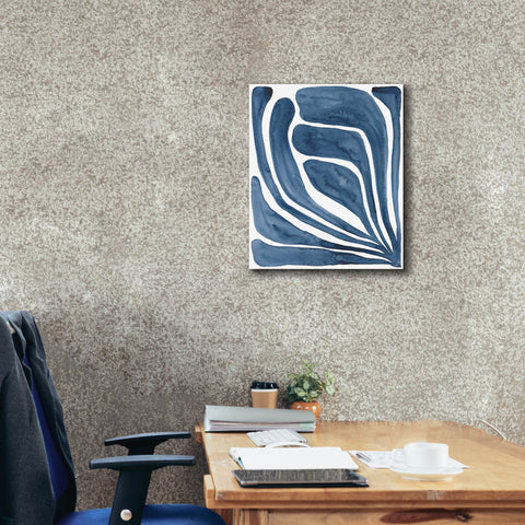 Image of 'Blue Stylized Leaf I' by Regina Moore, Canvas Wall Art,20 x 24