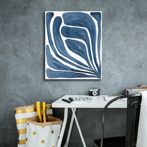 Image of 'Blue Stylized Leaf I' by Regina Moore, Canvas Wall Art,20 x 24