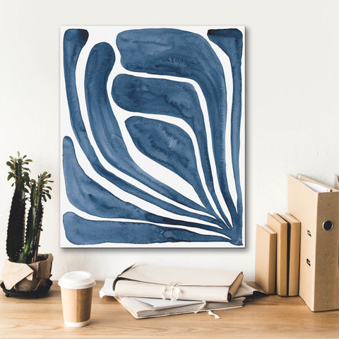 Image of 'Blue Stylized Leaf I' by Regina Moore, Canvas Wall Art,20 x 24