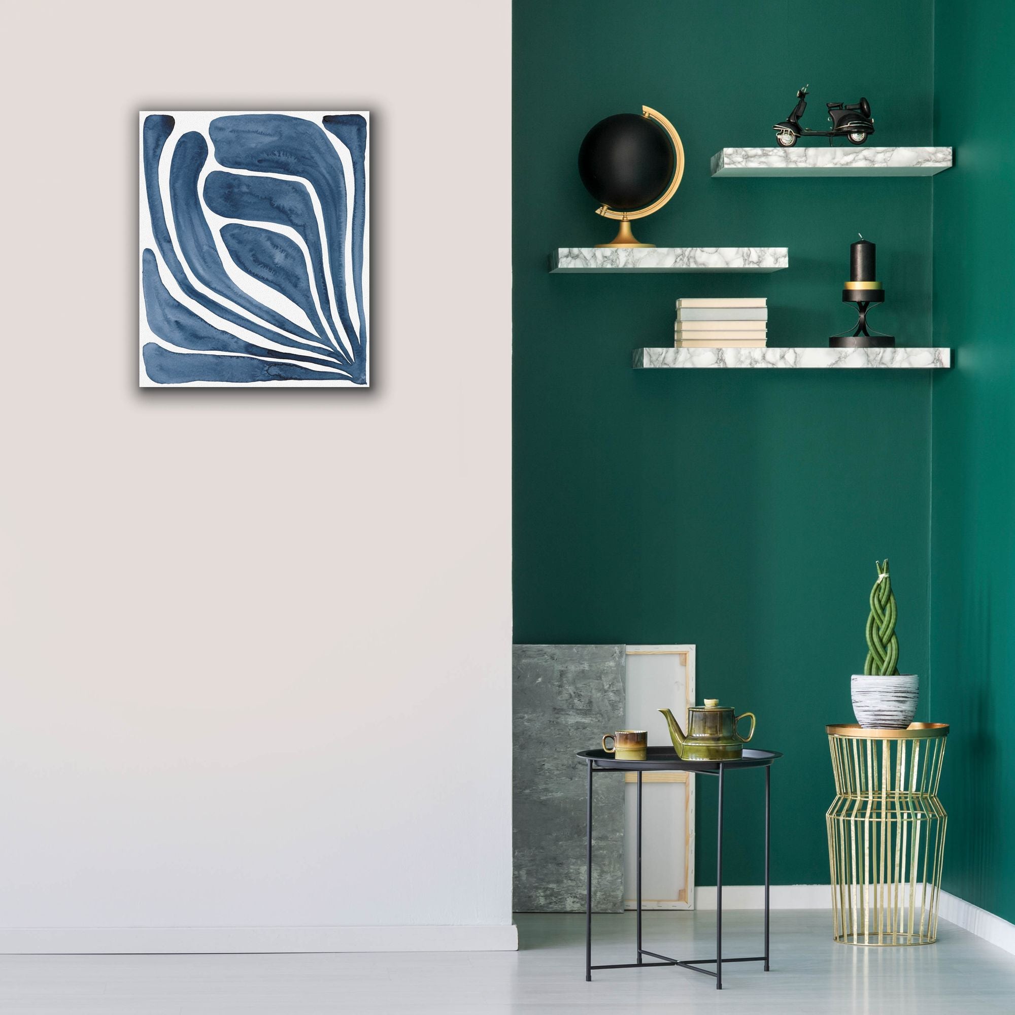 'Blue Stylized Leaf I' by Regina Moore, Canvas Wall Art,20 x 24