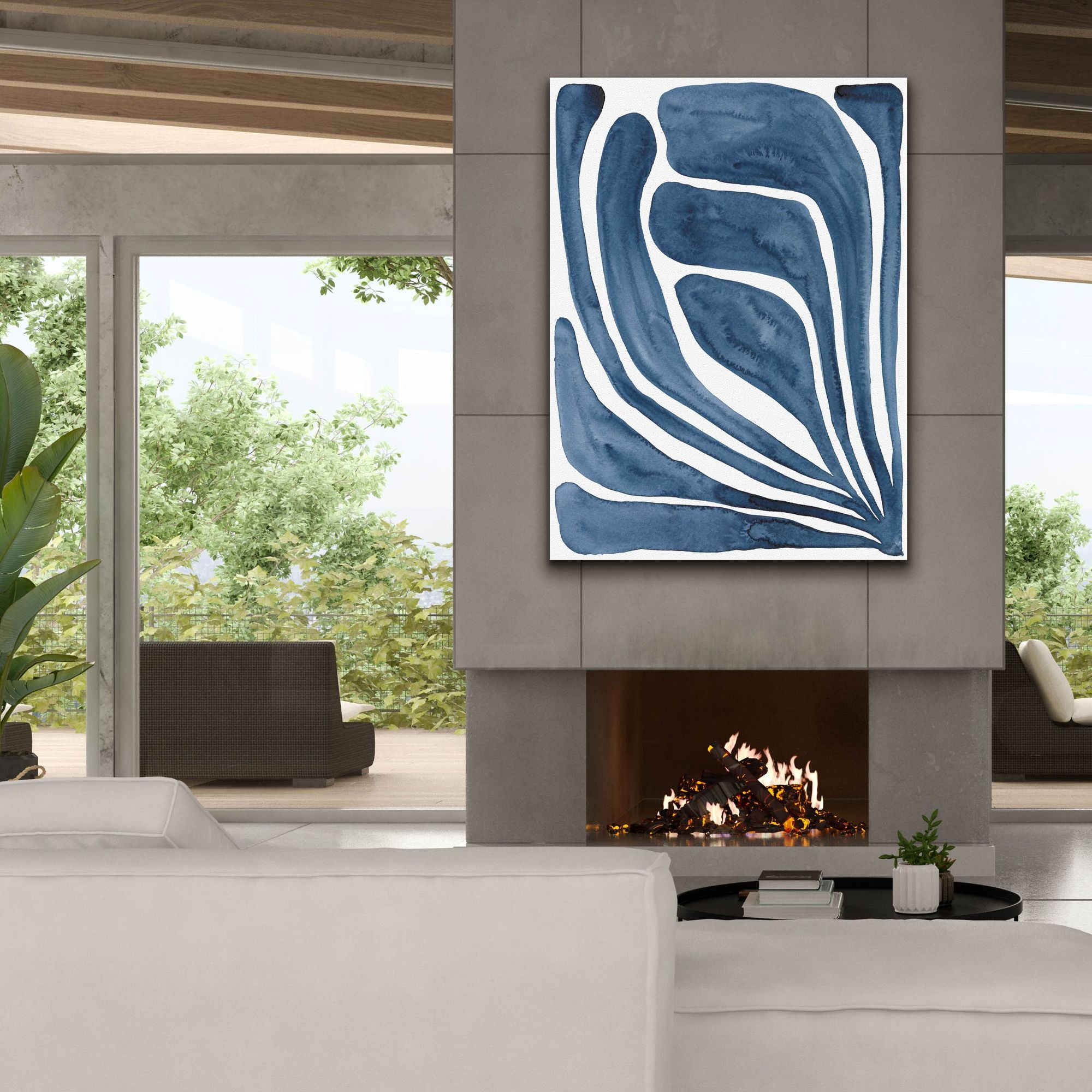 'Blue Stylized Leaf I' by Regina Moore, Canvas Wall Art,40x54
