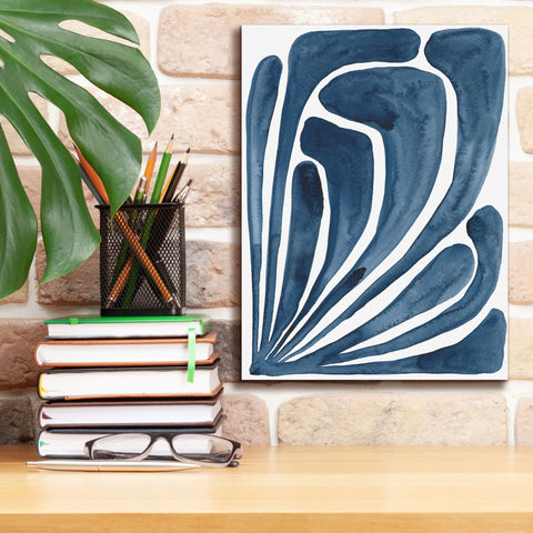 Image of 'Blue Stylized Leaf II' by Regina Moore, Canvas Wall Art,12 x 16