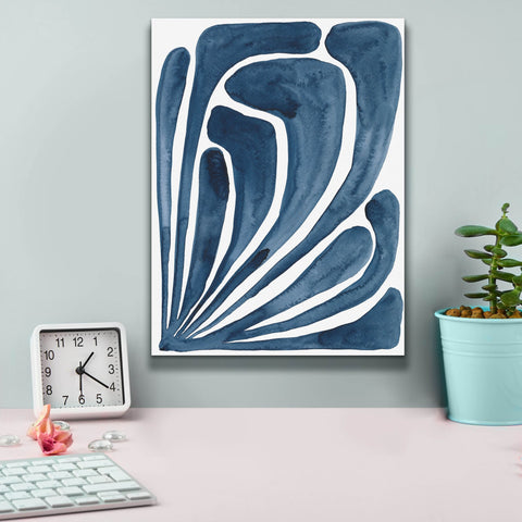 Image of 'Blue Stylized Leaf II' by Regina Moore, Canvas Wall Art,12 x 16