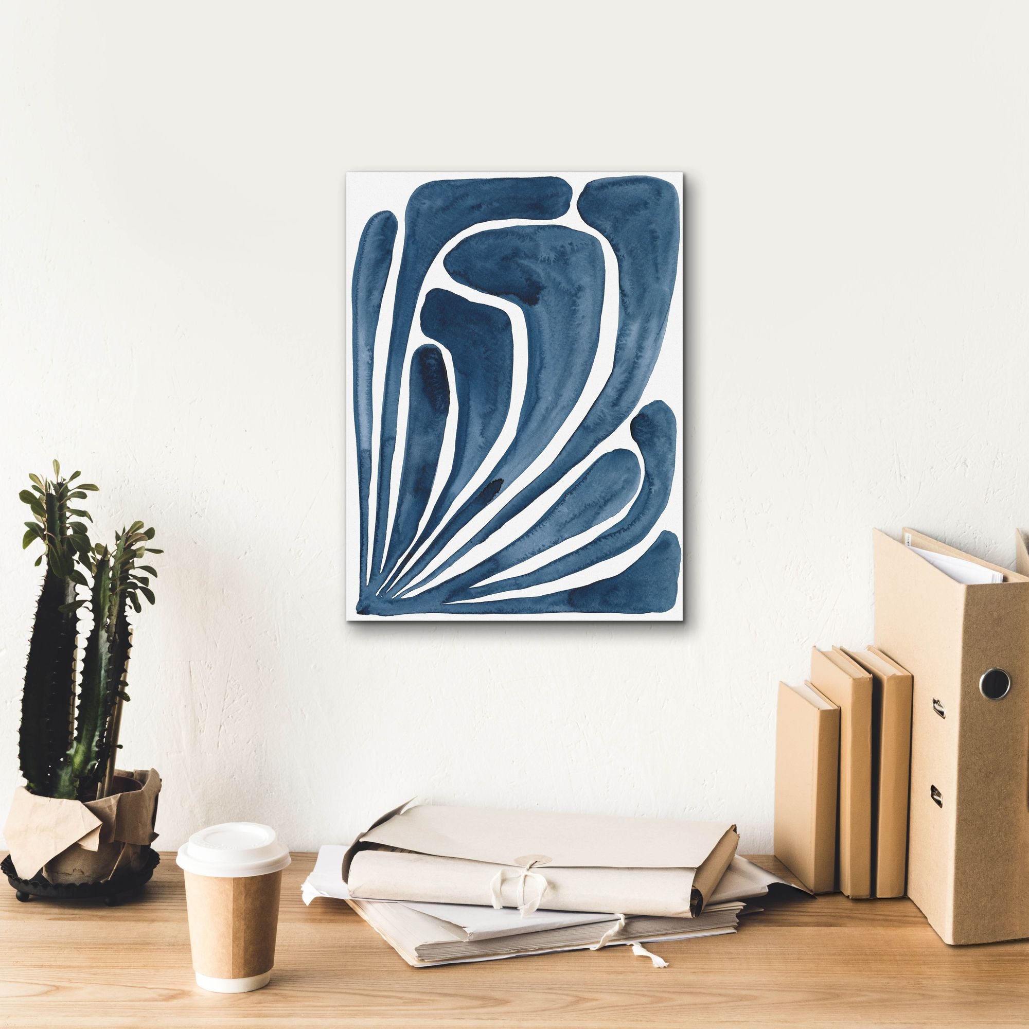'Blue Stylized Leaf II' by Regina Moore, Canvas Wall Art,12 x 16