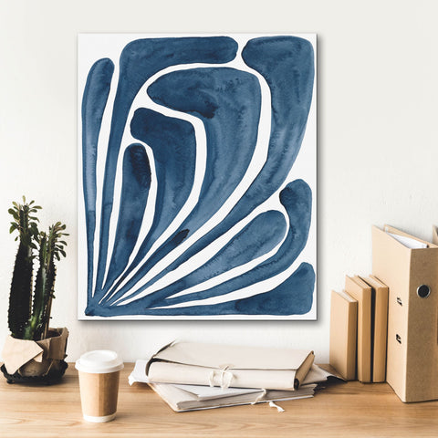Image of 'Blue Stylized Leaf II' by Regina Moore, Canvas Wall Art,20 x 24