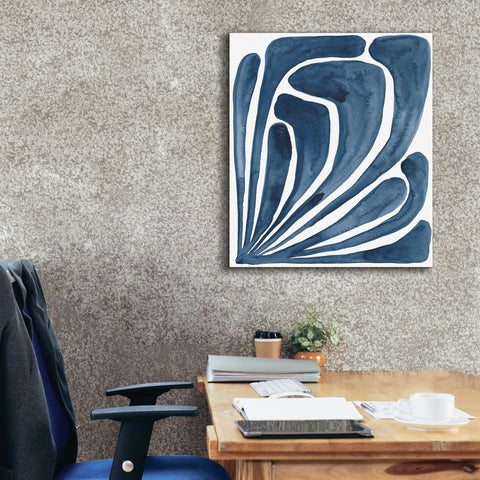 Image of 'Blue Stylized Leaf II' by Regina Moore, Canvas Wall Art,26x30