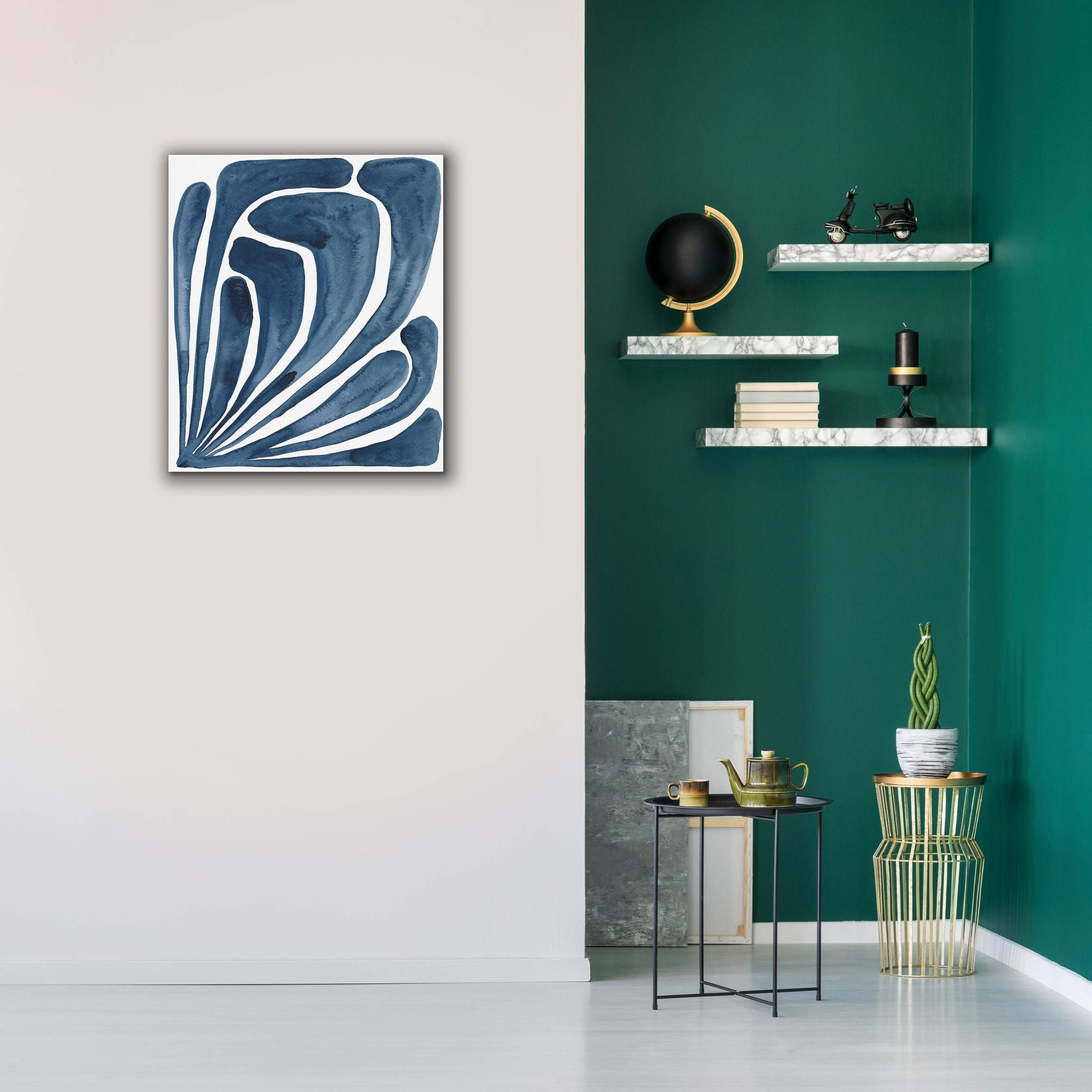 'Blue Stylized Leaf II' by Regina Moore, Canvas Wall Art,26x30