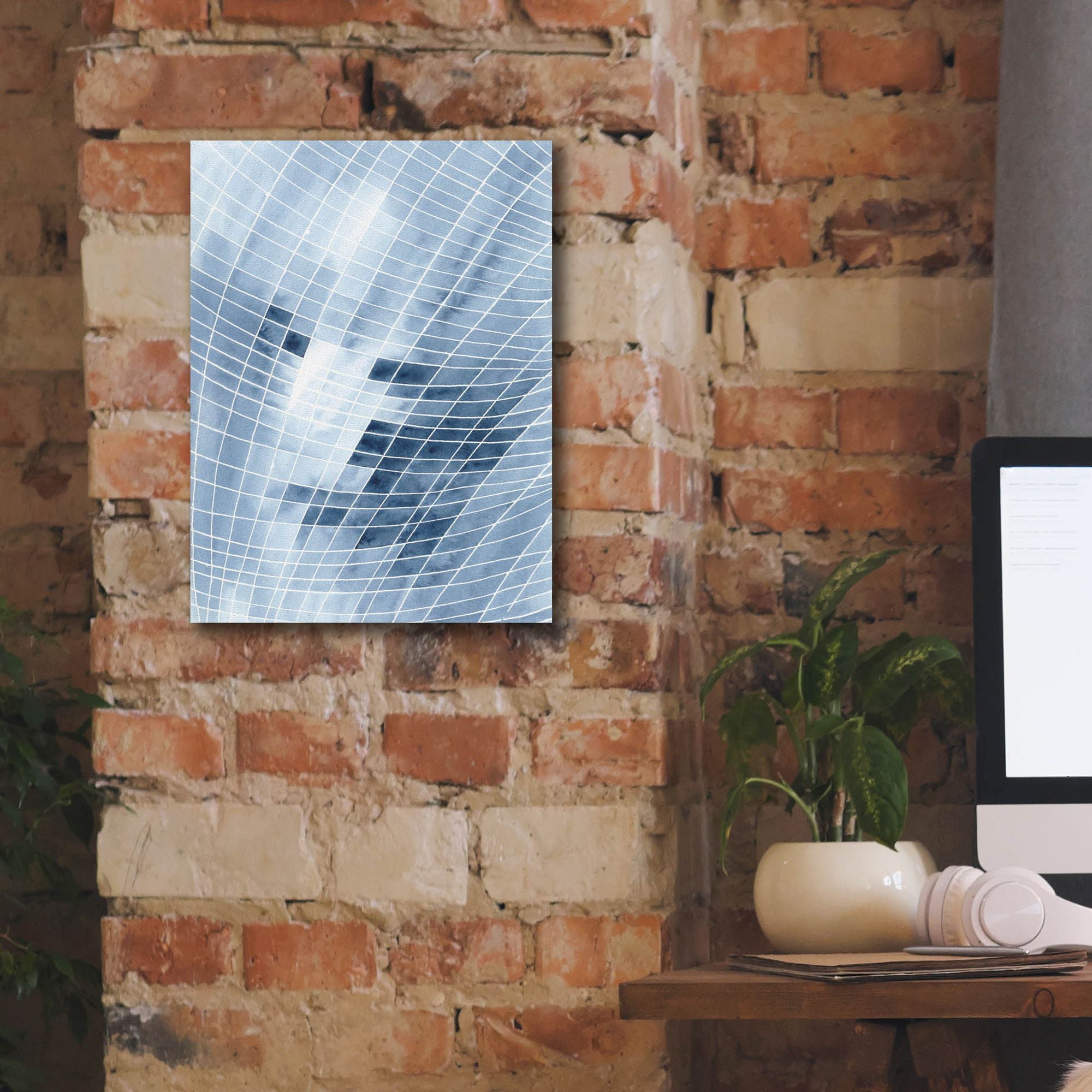 'Blue Grid I' by Regina Moore, Canvas Wall Art,12 x 16