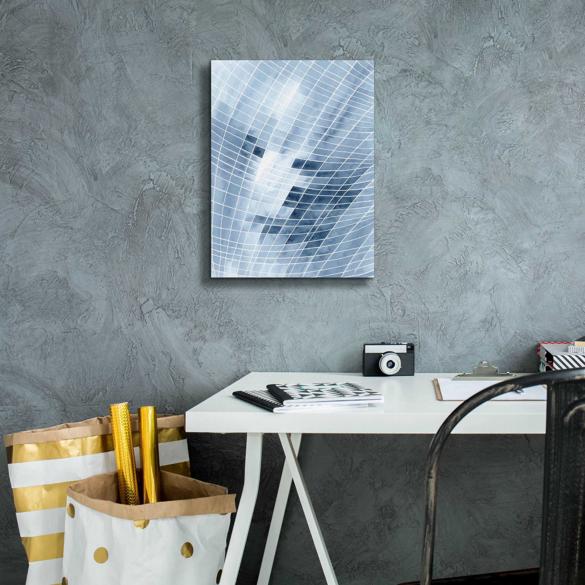 'Blue Grid I' by Regina Moore, Canvas Wall Art,12 x 16
