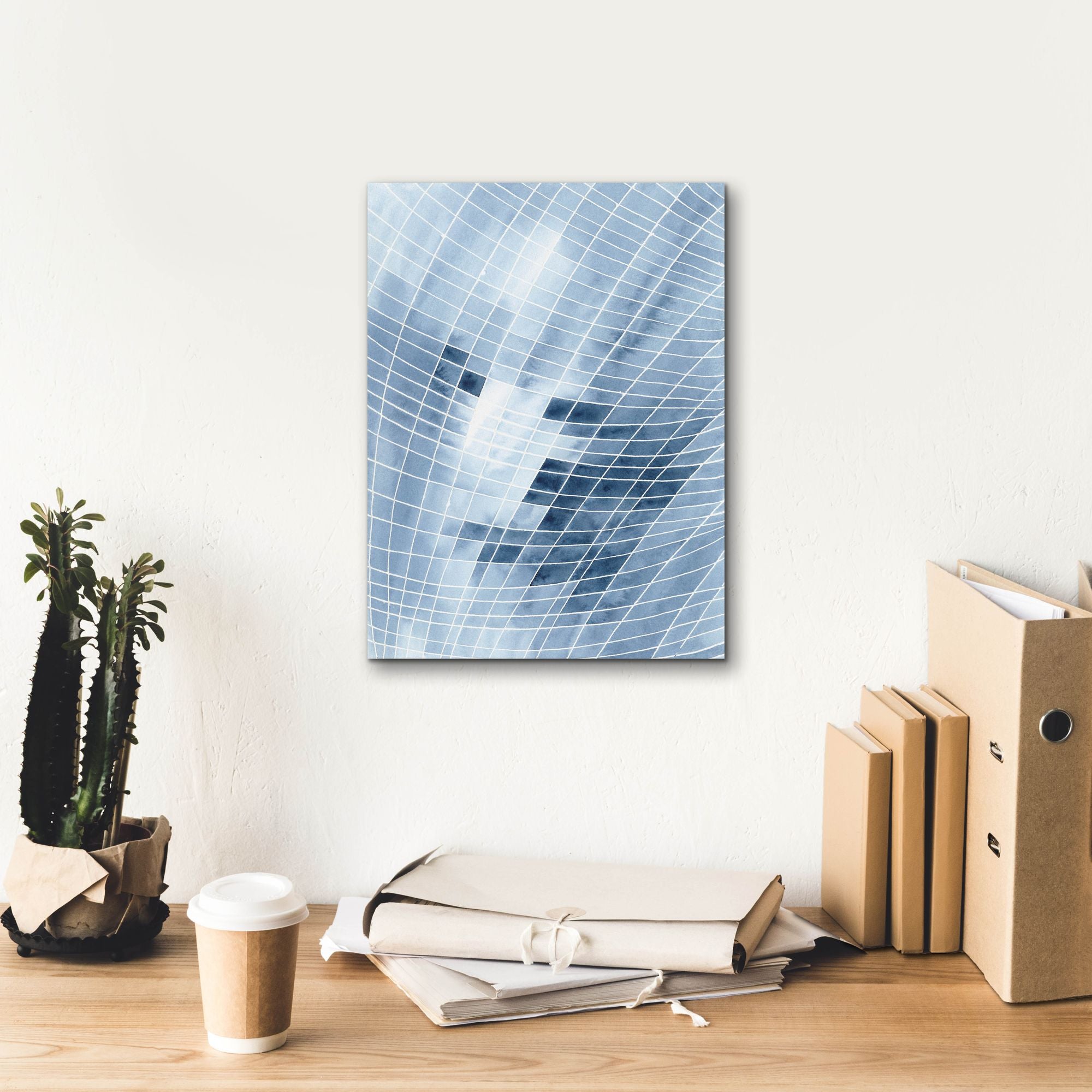 'Blue Grid I' by Regina Moore, Canvas Wall Art,12 x 16