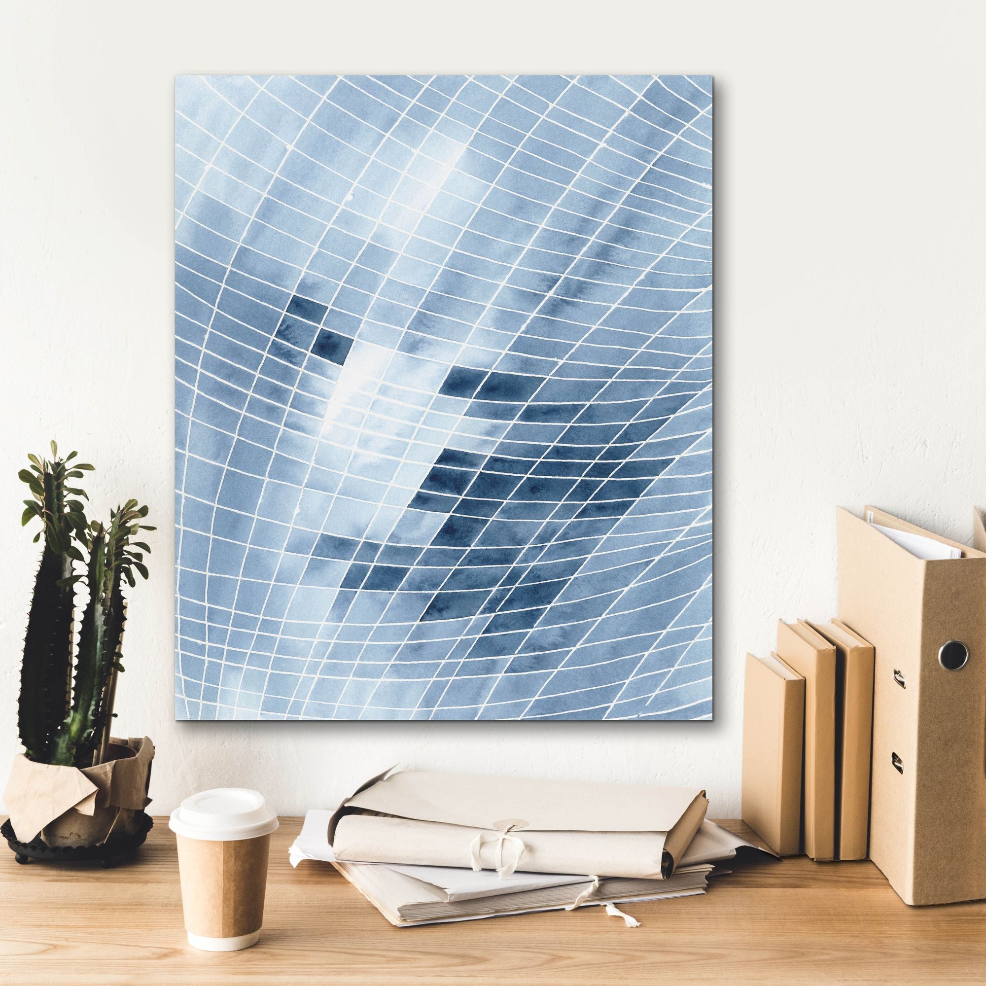 'Blue Grid I' by Regina Moore, Canvas Wall Art,20 x 24