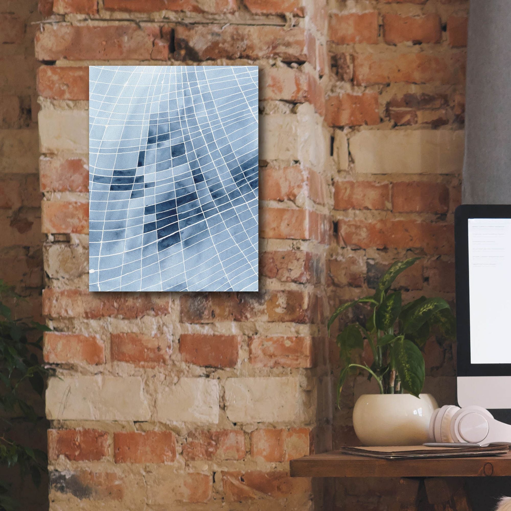 'Blue Grid II' by Regina Moore, Canvas Wall Art,12 x 16