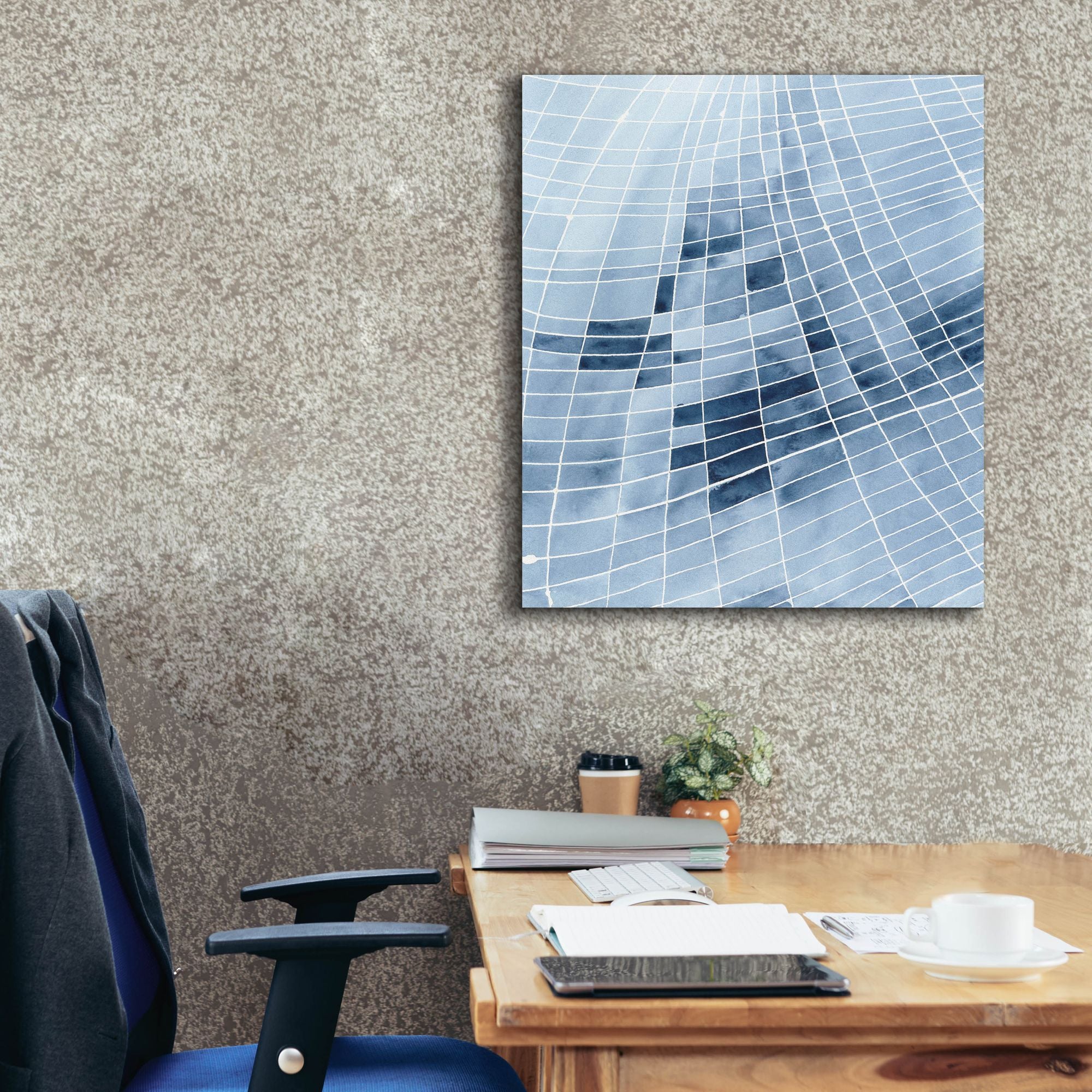 'Blue Grid II' by Regina Moore, Canvas Wall Art,26x30