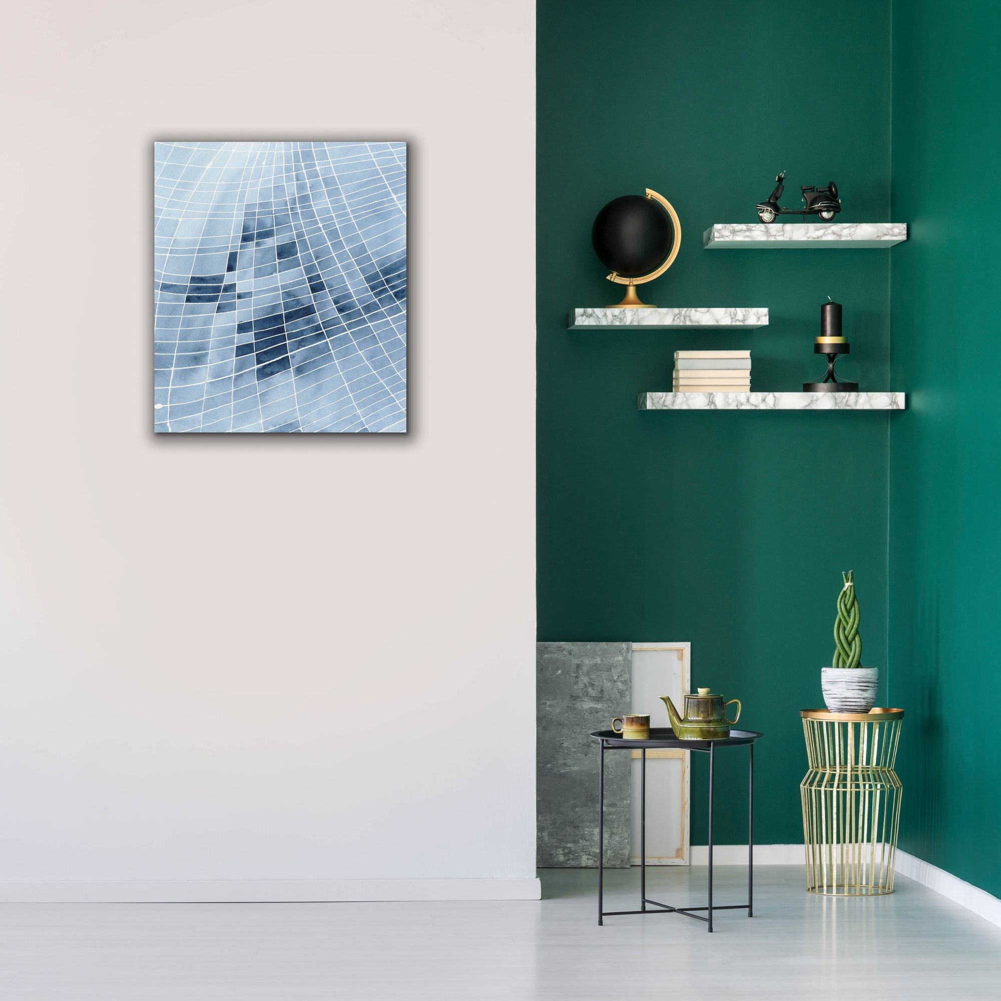 'Blue Grid II' by Regina Moore, Canvas Wall Art,26x30