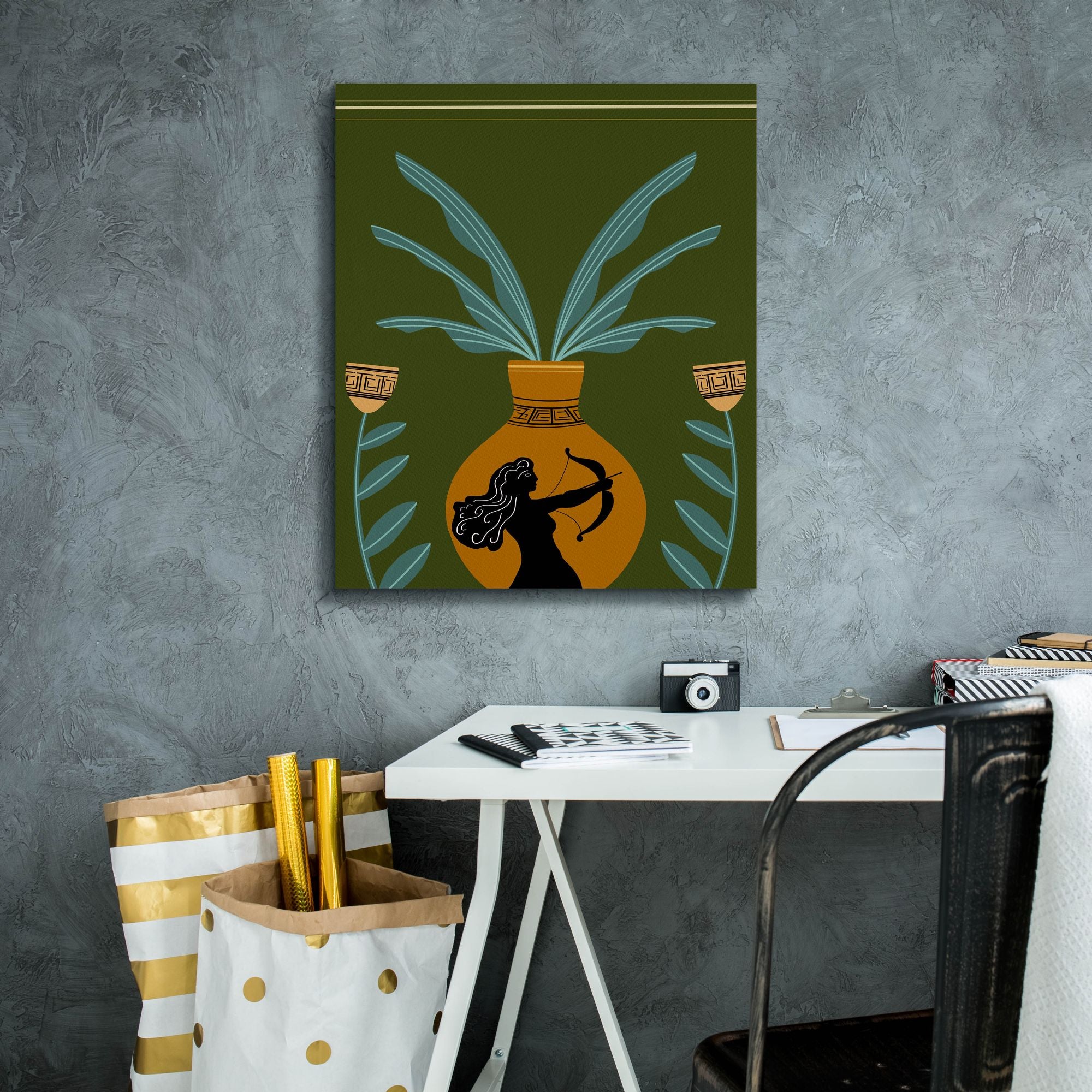 'Warrior Goddess Vase II' by Regina Moore, Canvas Wall Art,20 x 24