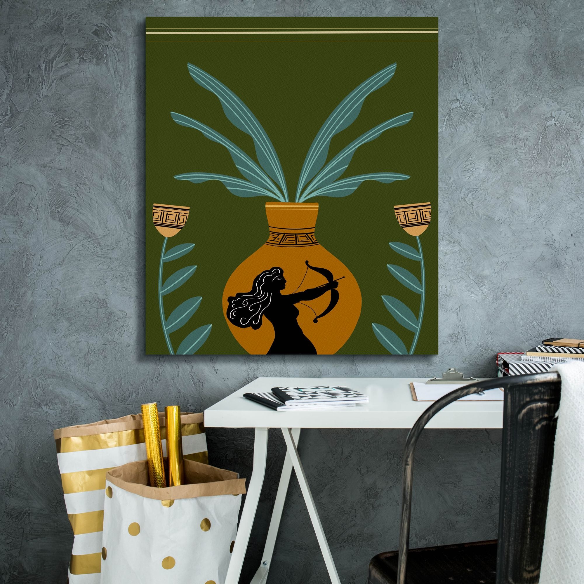 'Warrior Goddess Vase II' by Regina Moore, Canvas Wall Art,26x30