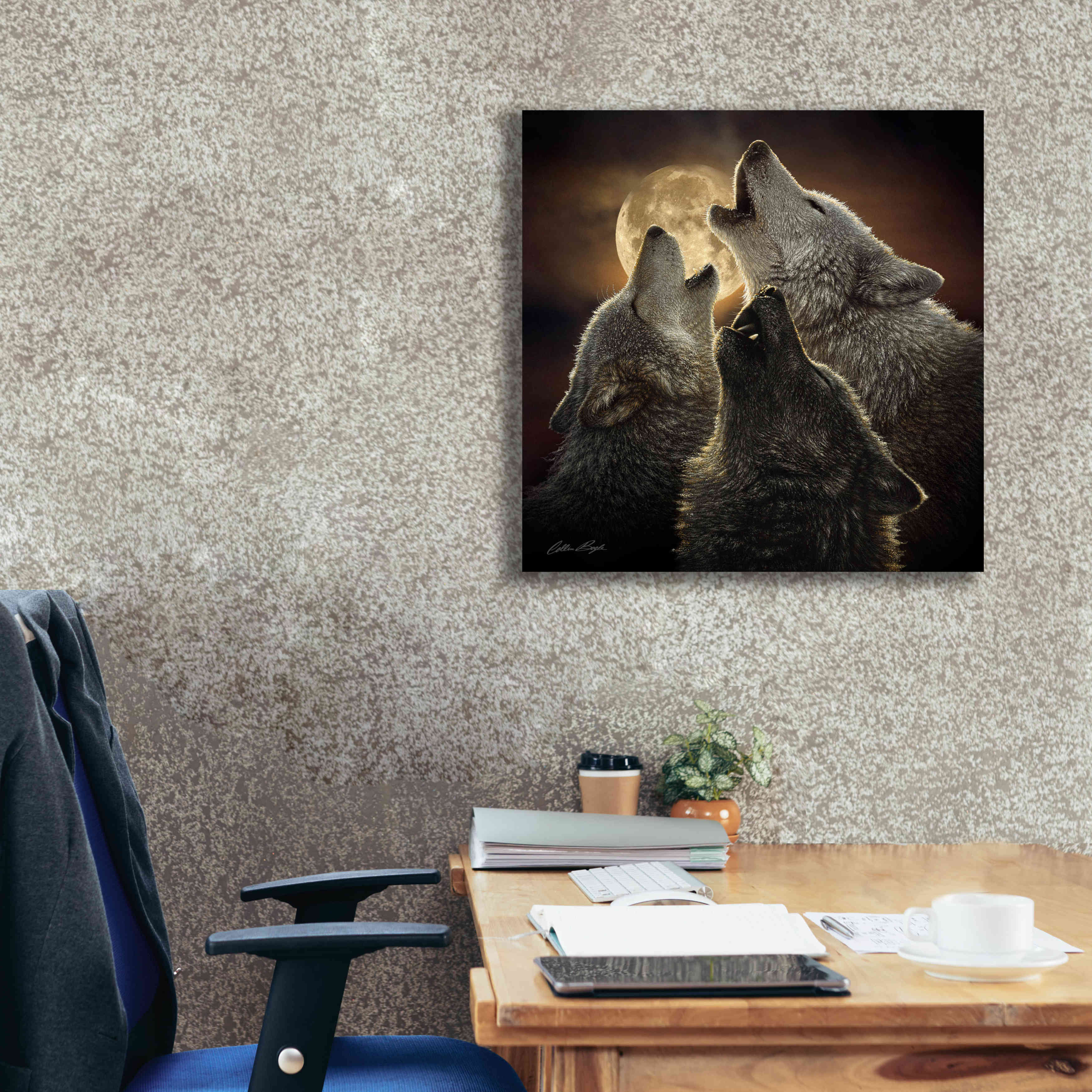 'Wolf Trinity' by Collin Bogle, Canvas Wall Art,26x26