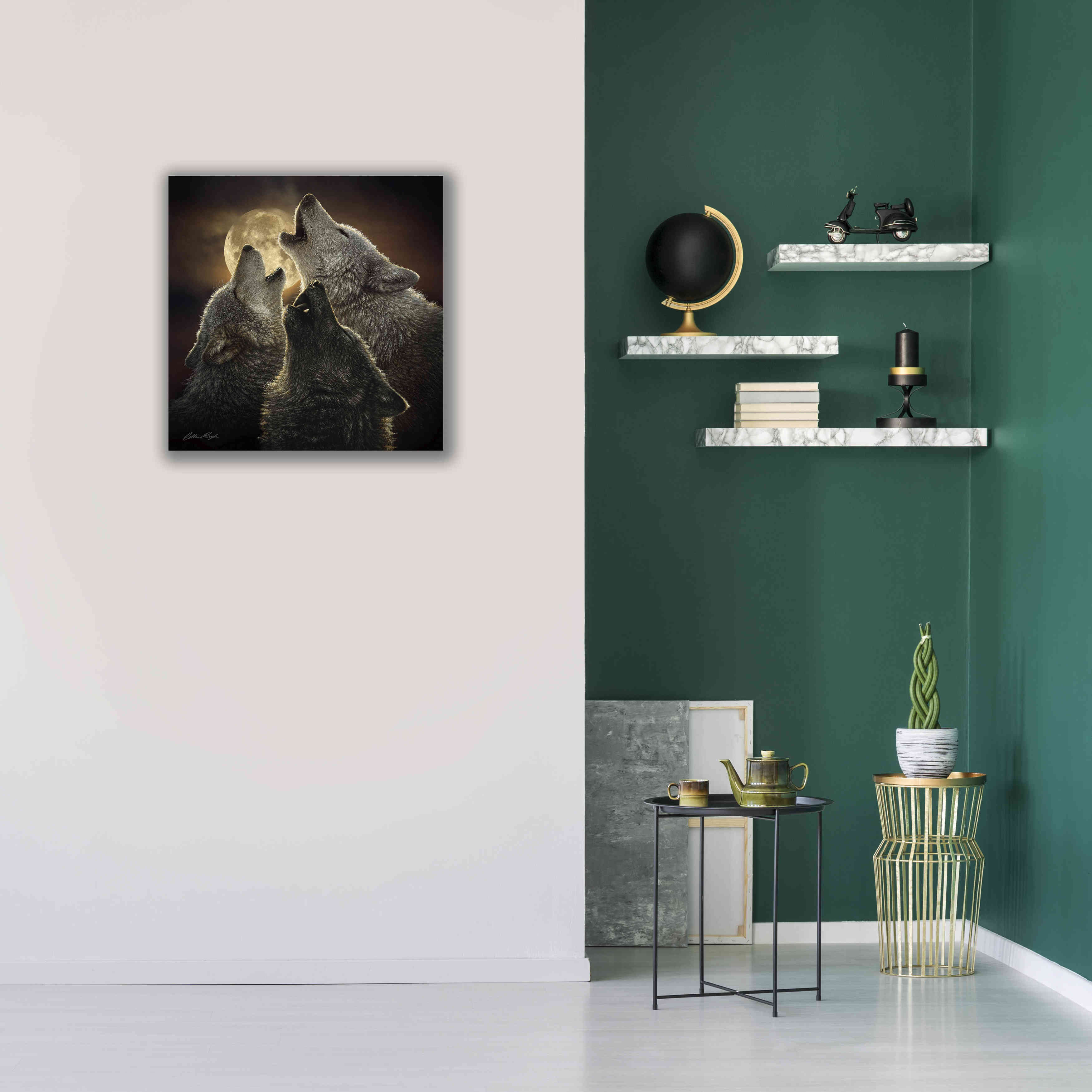 'Wolf Trinity' by Collin Bogle, Canvas Wall Art,26x26