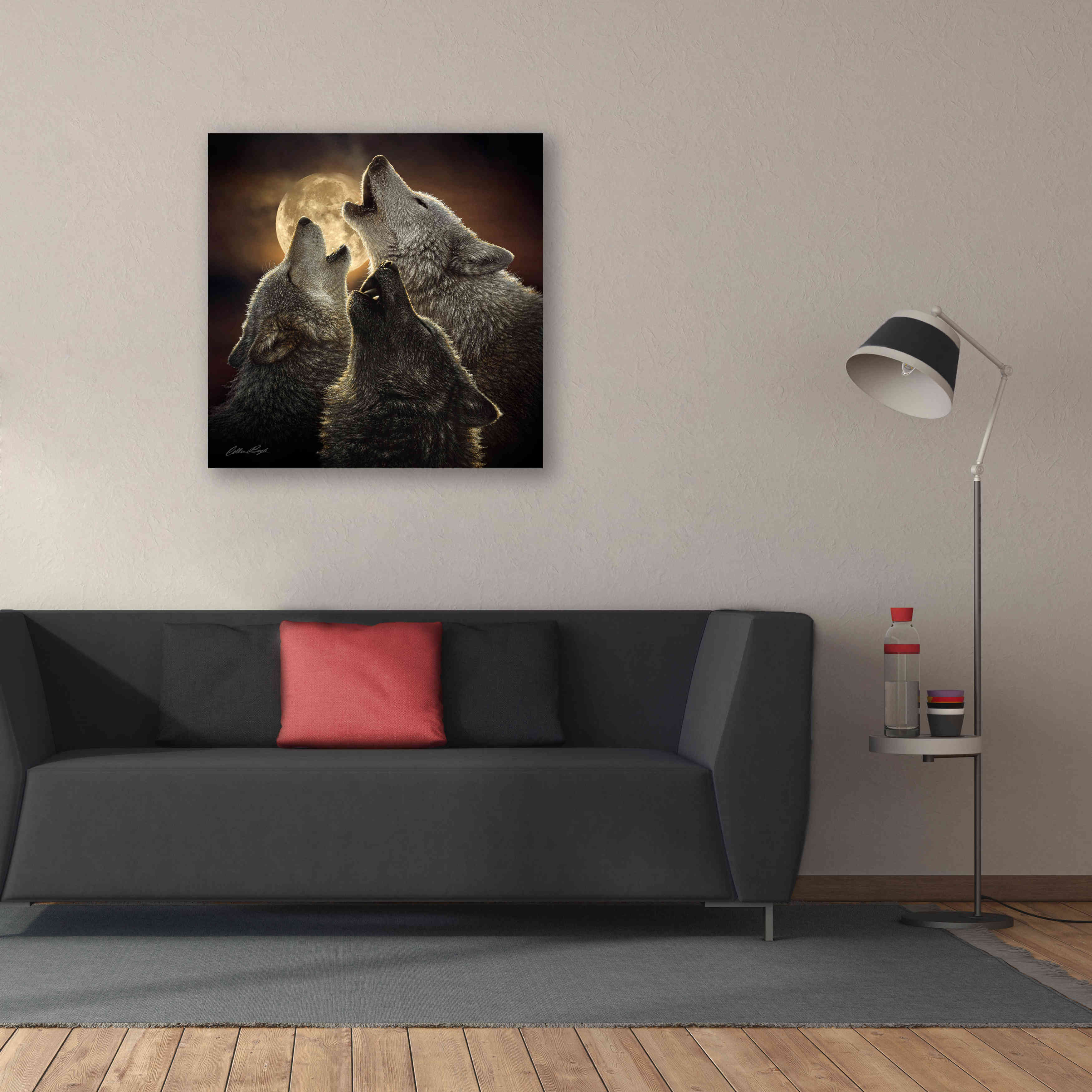'Wolf Trinity' by Collin Bogle, Canvas Wall Art,37x37